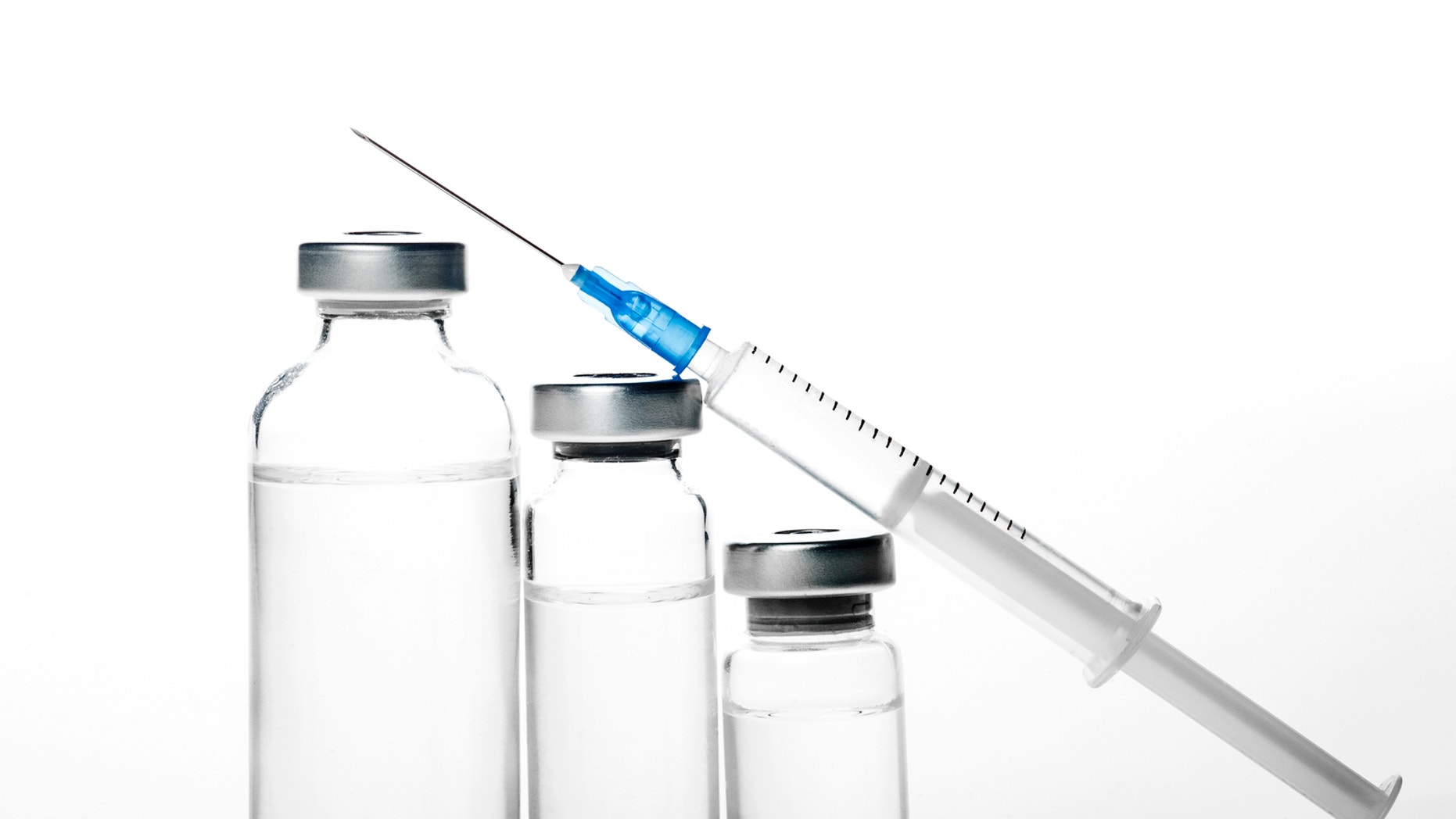 Glass Medicine Vials and hualuronic collagen and flu syringe.