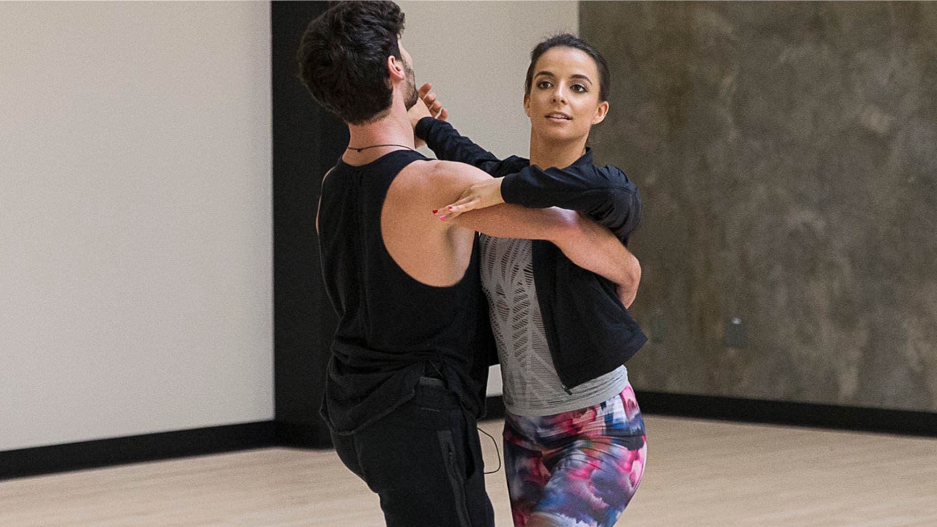 Victoria Arlen practices her dance routine with her "DWTS" partner Valentin Chmerkovskiy.