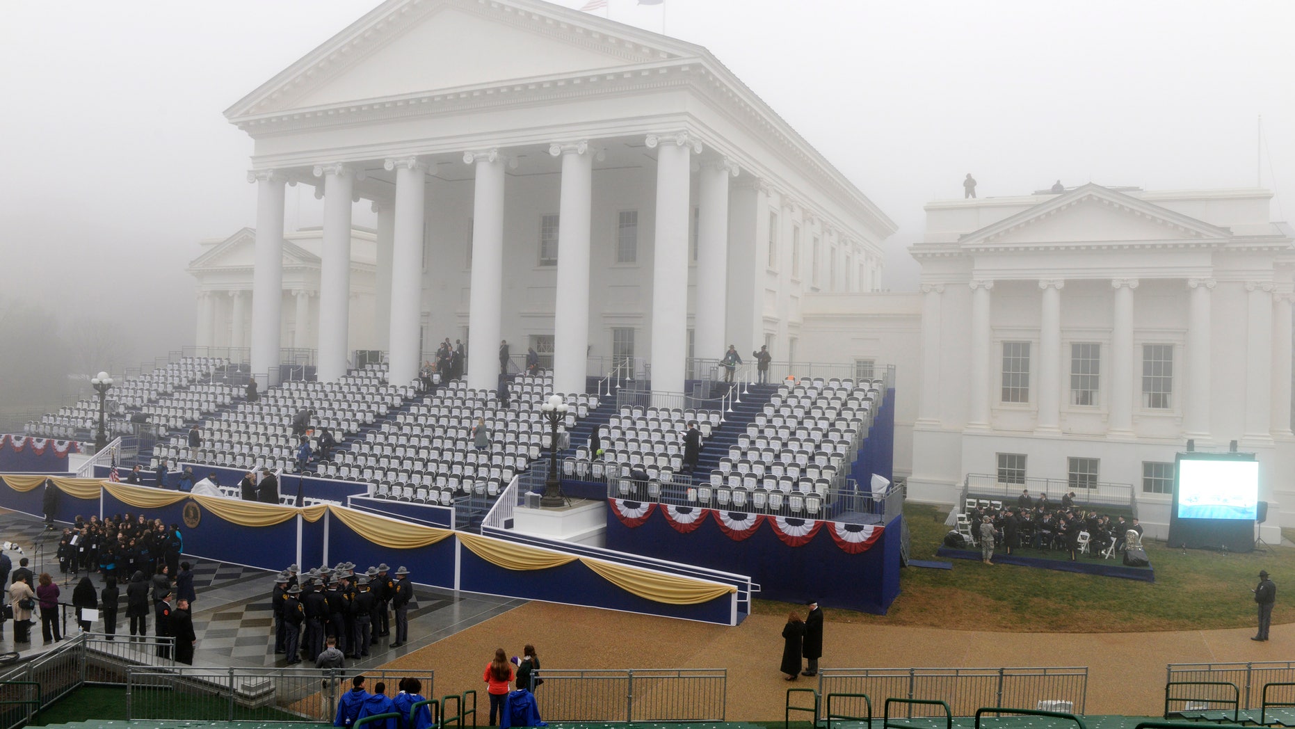 January 11, 2014: Heavy fog hangs over the State Capitol ahead of the swearing-in ceremony of Terry McAuliffe as Virginia's governor in Richmond, Virginia.