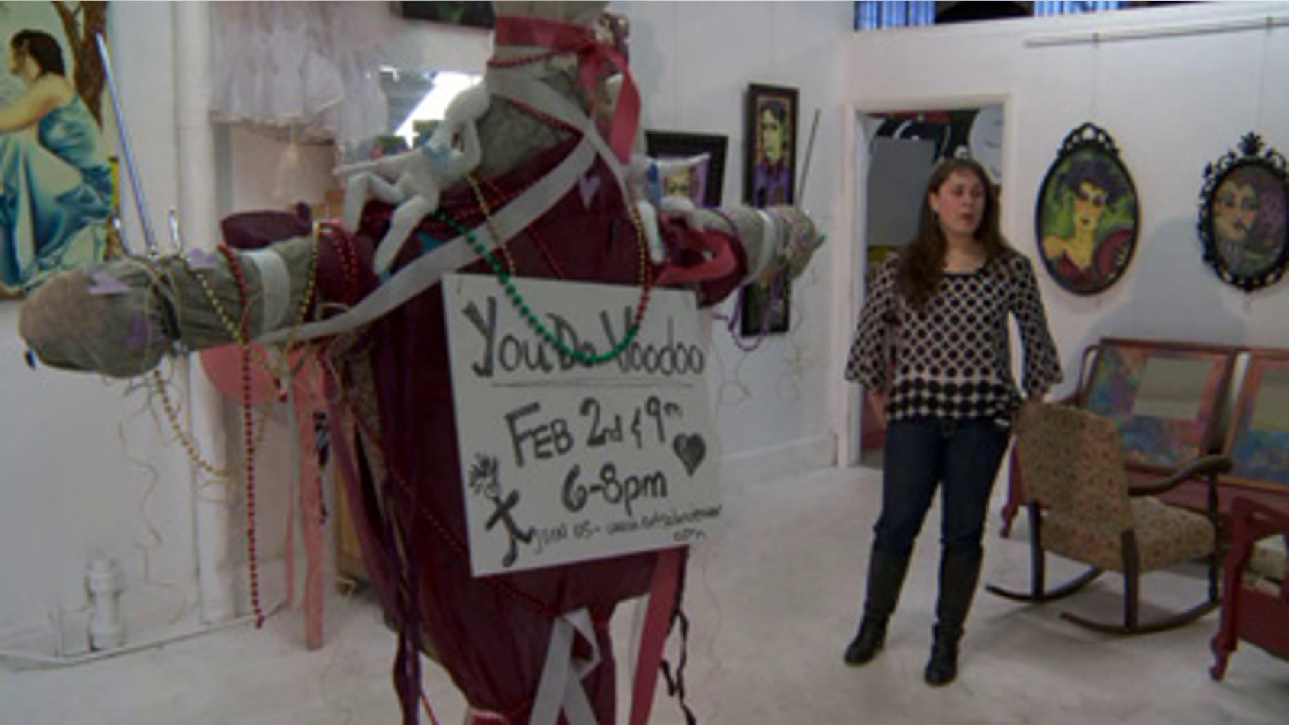 Dozens of men and women literally stick it to love while attending a voodoo-doll-making class offered by The Art Salon in Denver, Col.