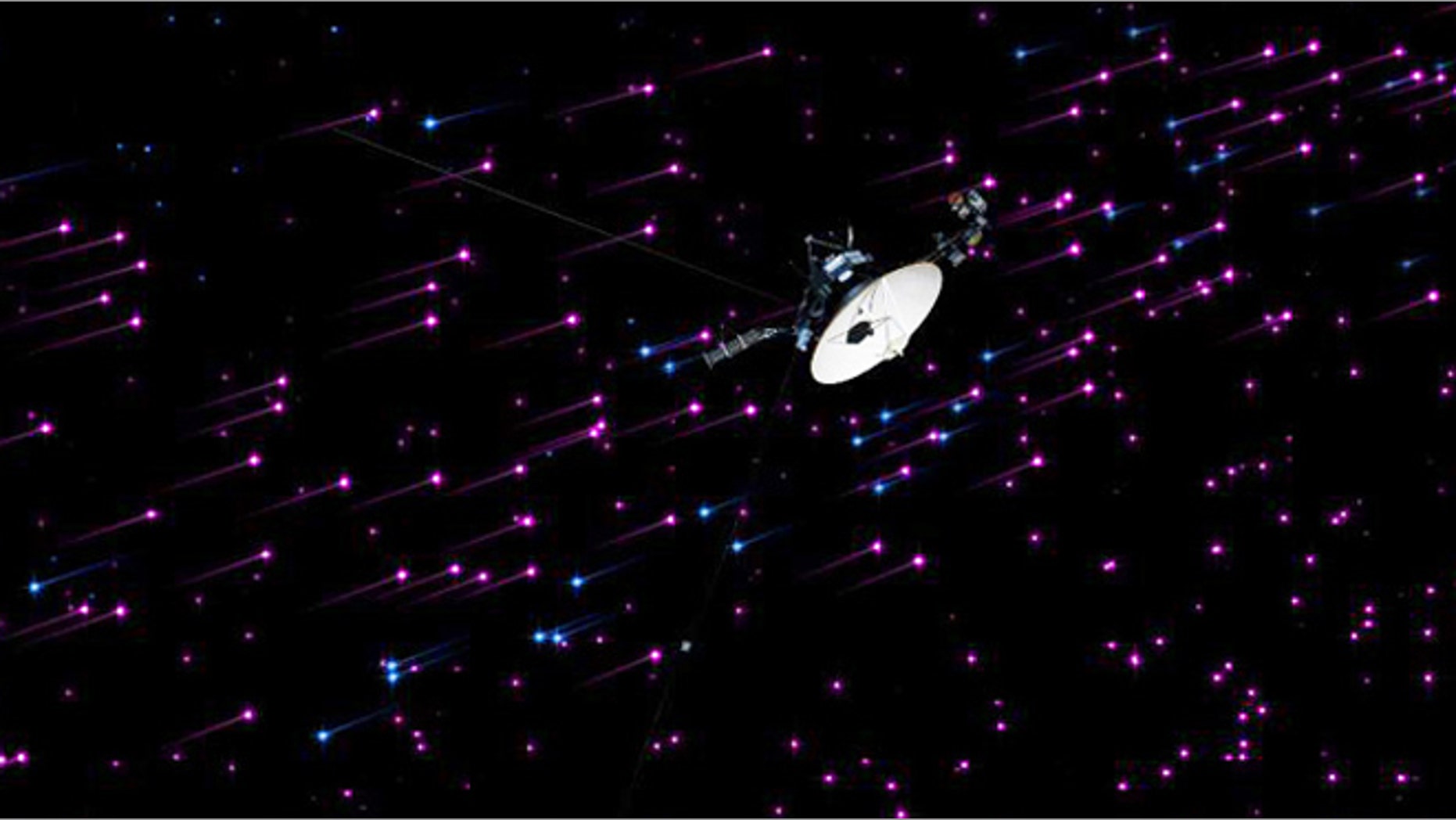 Artist's impression of NASA's Voyager 1 spacecraft exploring a new region in our solar system called the "magnetic highway."