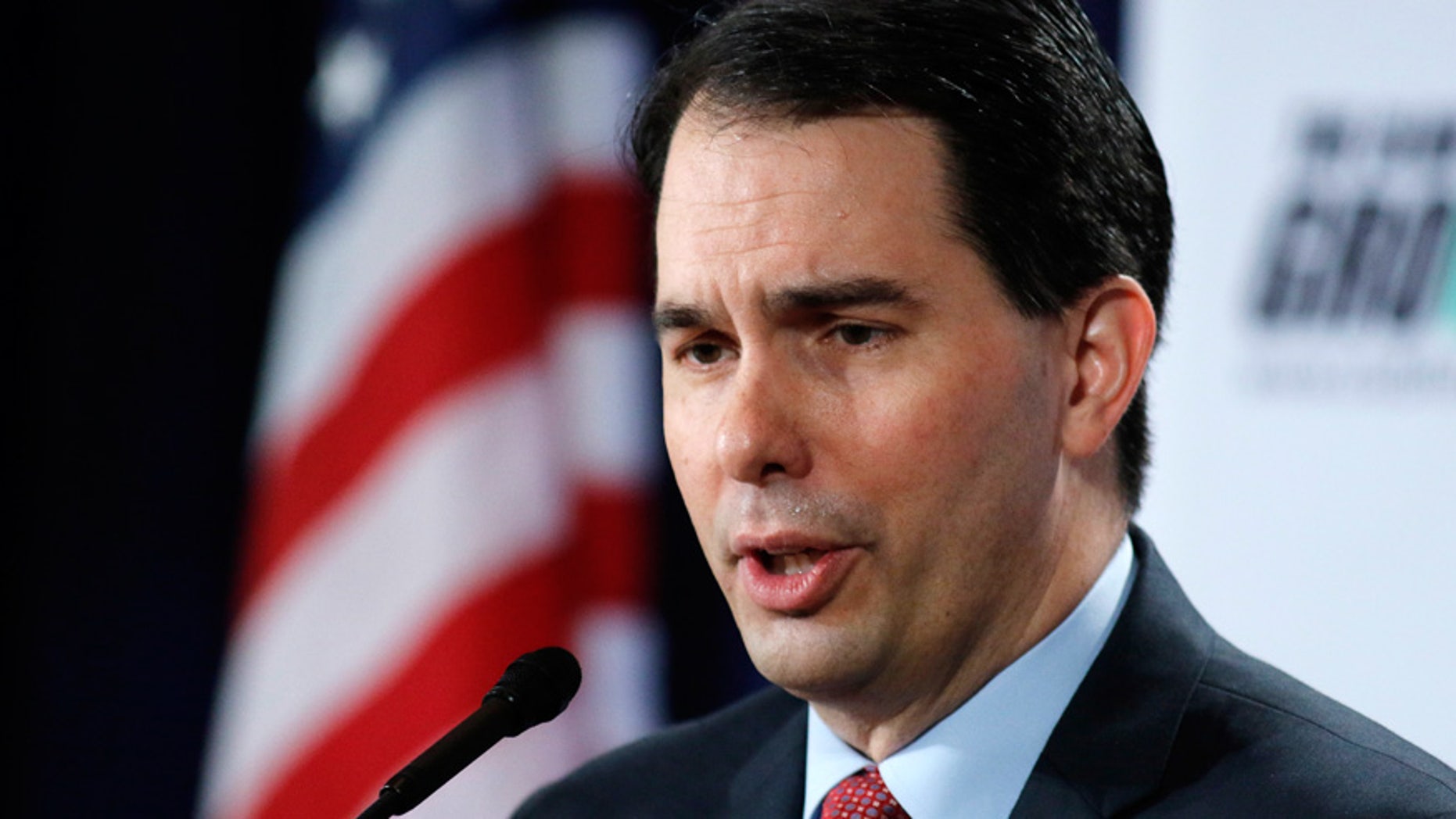 In this Feb. 28, 2015 file photo, Wisconsin Gov. Scott Walker speaks in Palm Beach, Fla.