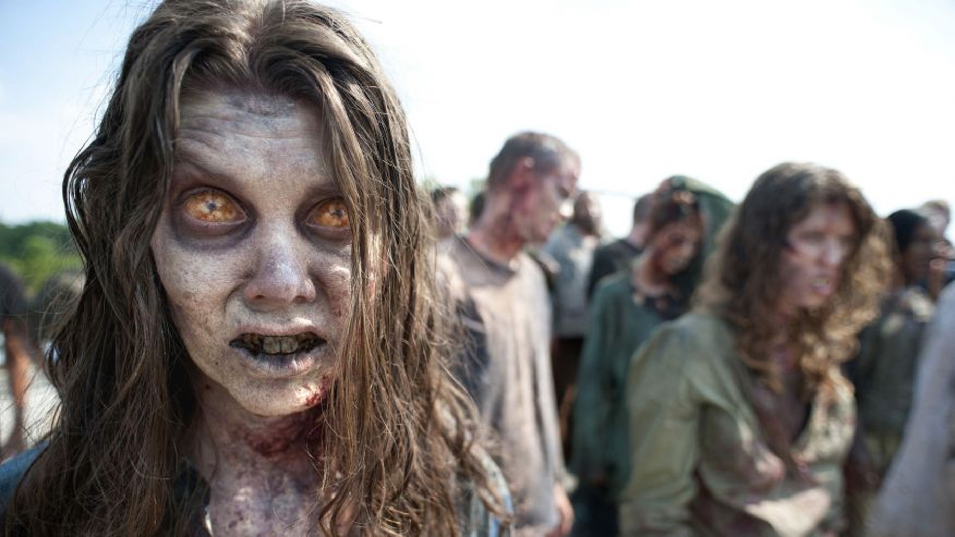 Zombies appear in a scene from the second season of the AMC original series, "The Walking Dead" in Senoia, Ga.