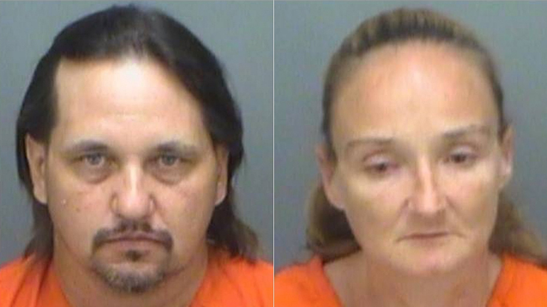 Mug shots for Jeffrey Robert Sabiel, 50, and Santa Marie Walters, 32.