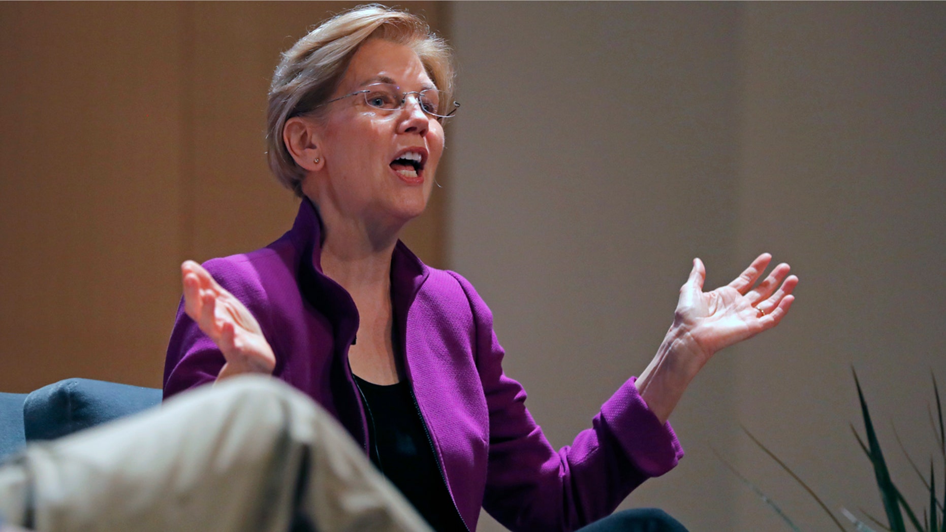 Sen. Elizabeth Warren, D-Mass., takes part in a Q-and-A with Rep. Cedric Richmond, D-La., at Dillard University in New Orleans earlier this month.
