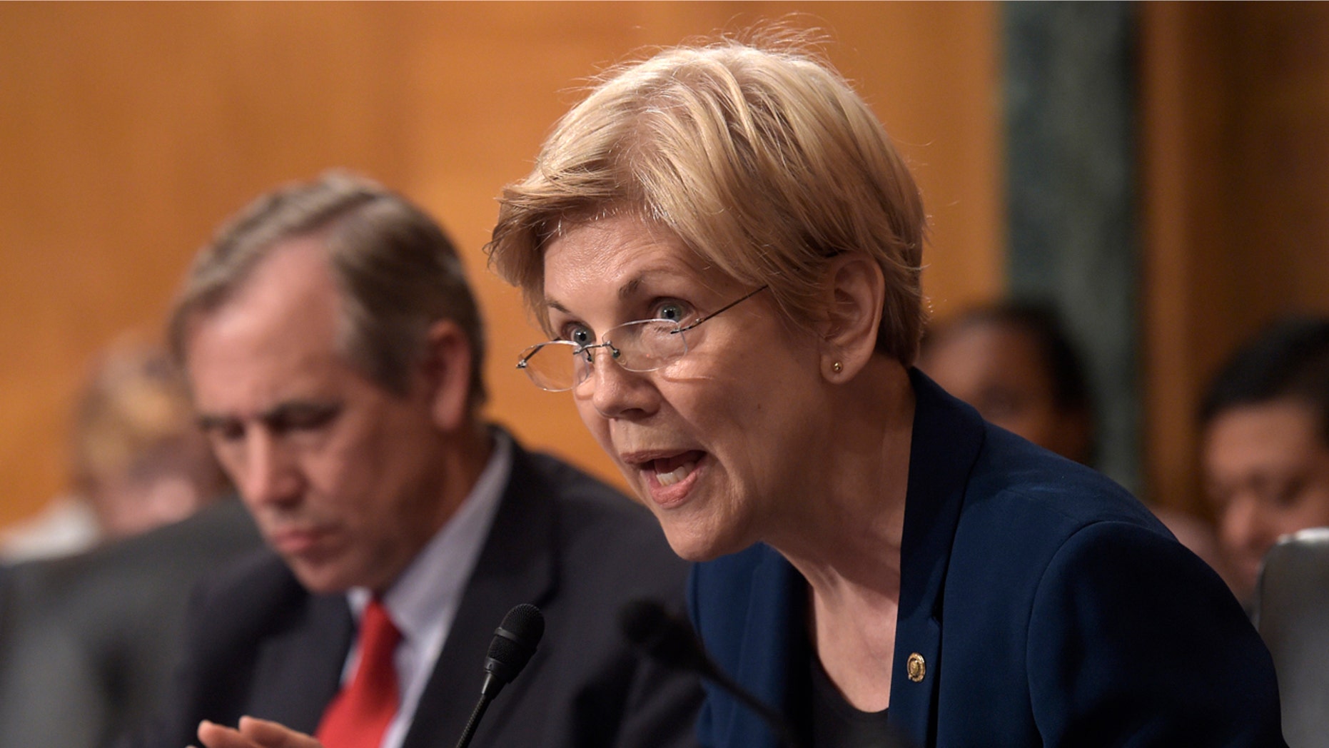FILE - In this Sept. 20,2016 file photo, Sen. Elizabeth Warren, D-Mass. speaks on Capitol Hill in Washington. Warren accused the Education Department on Thursday, Sept. 29, 2016, of moving forward with debt collection against nearly 80,000 former students of Corinthian Colleges, despite federal and state findings that the now-defunct for-profit chain defrauded students. (AP Photo/Susan Walsh, File)