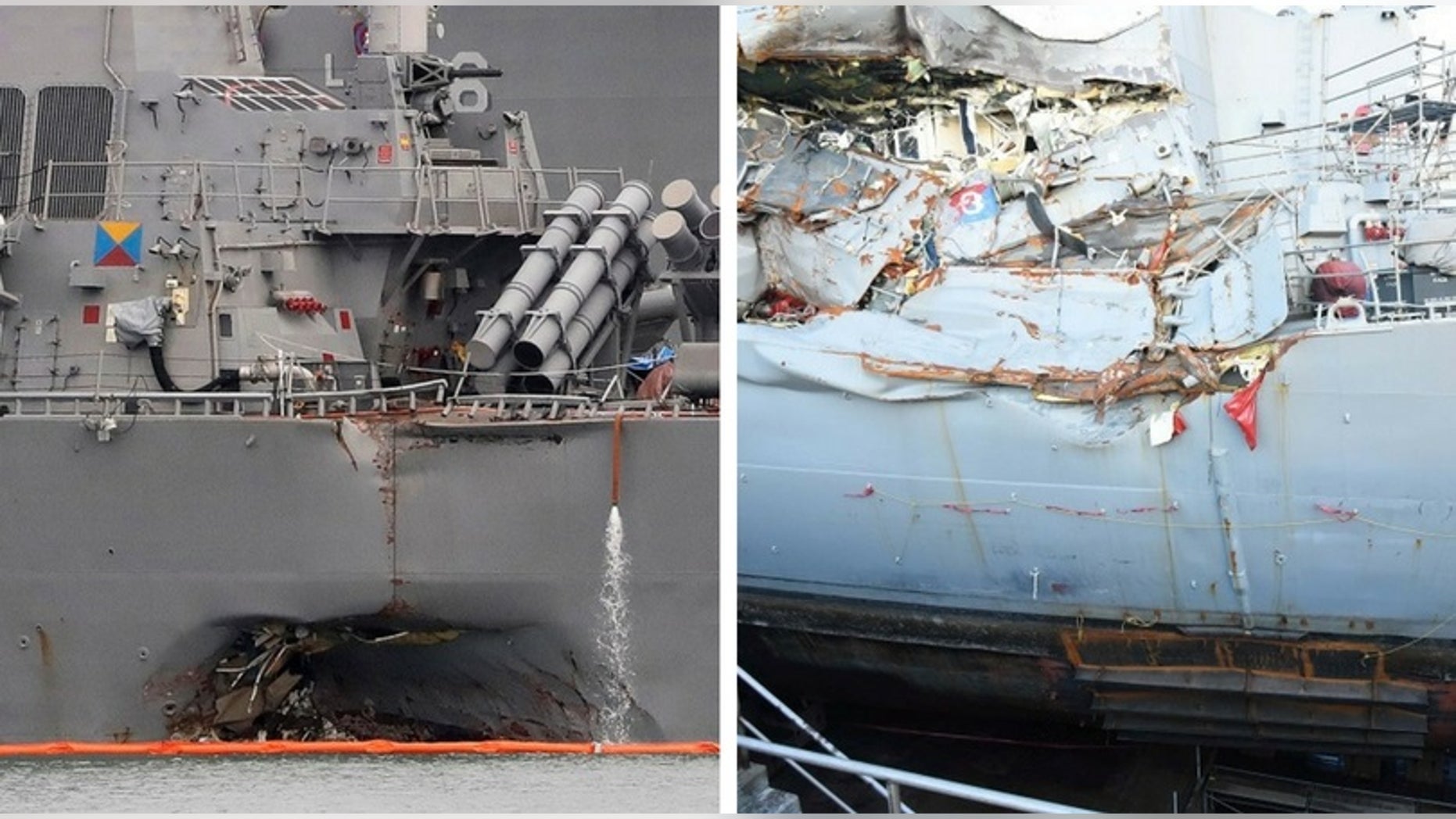 The U.S. Navy said in a report the collisions of the USS John S. McCain, left, and the USS Fitzgerald could have been avoided.