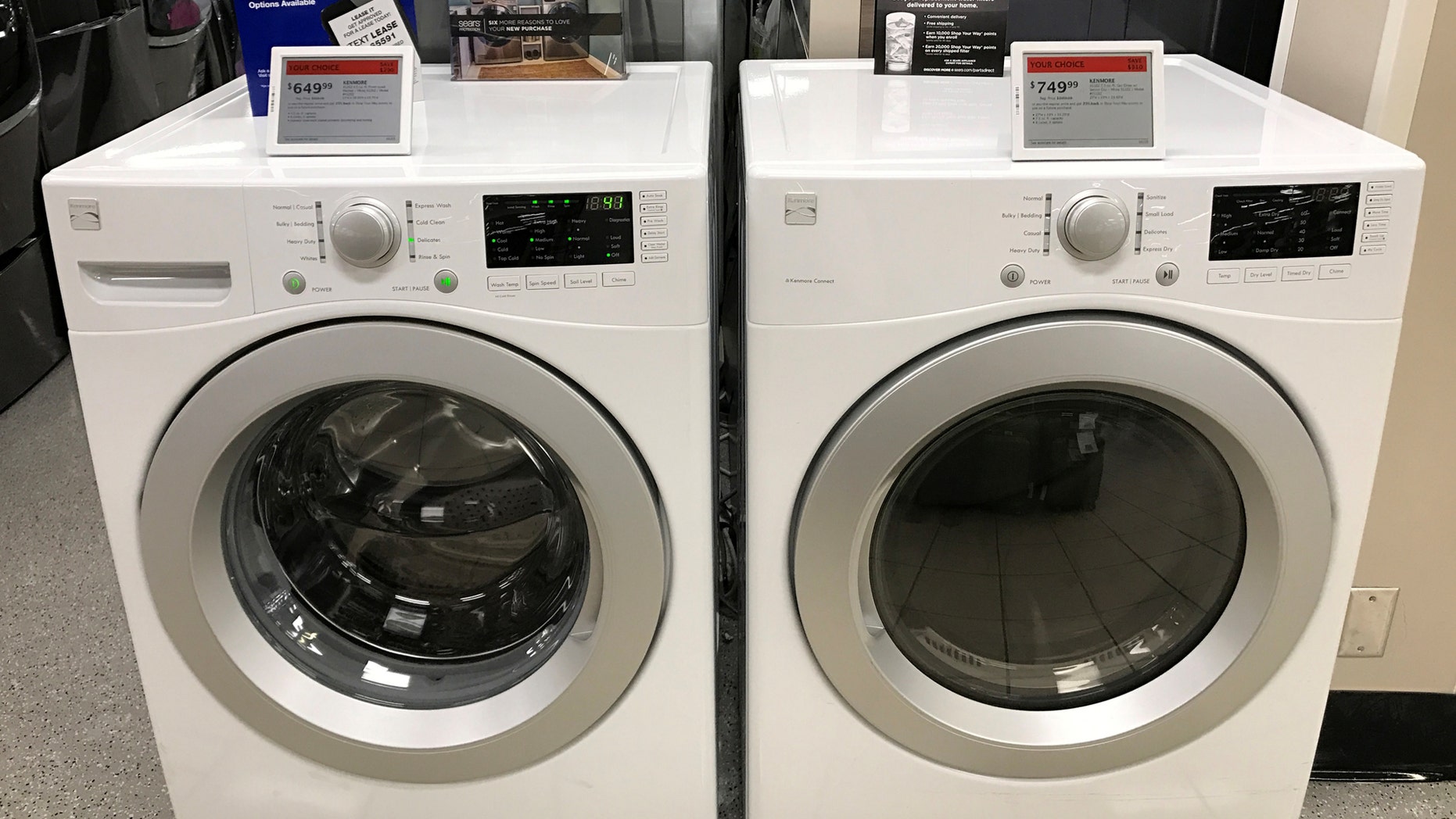 File photo: Sears Kenmore washing machines are shown for sale inside a Sears department store in La Jolla, California, U.S., March 22, 2017. (REUTERS/Mike Blake)