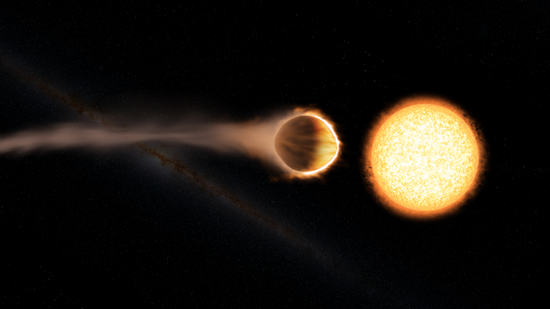 This artist's illustration shows the "hot Jupiter" exoplanet WASP-121b, which presents the best evidence yet of a stratosphere on an exoplanet.