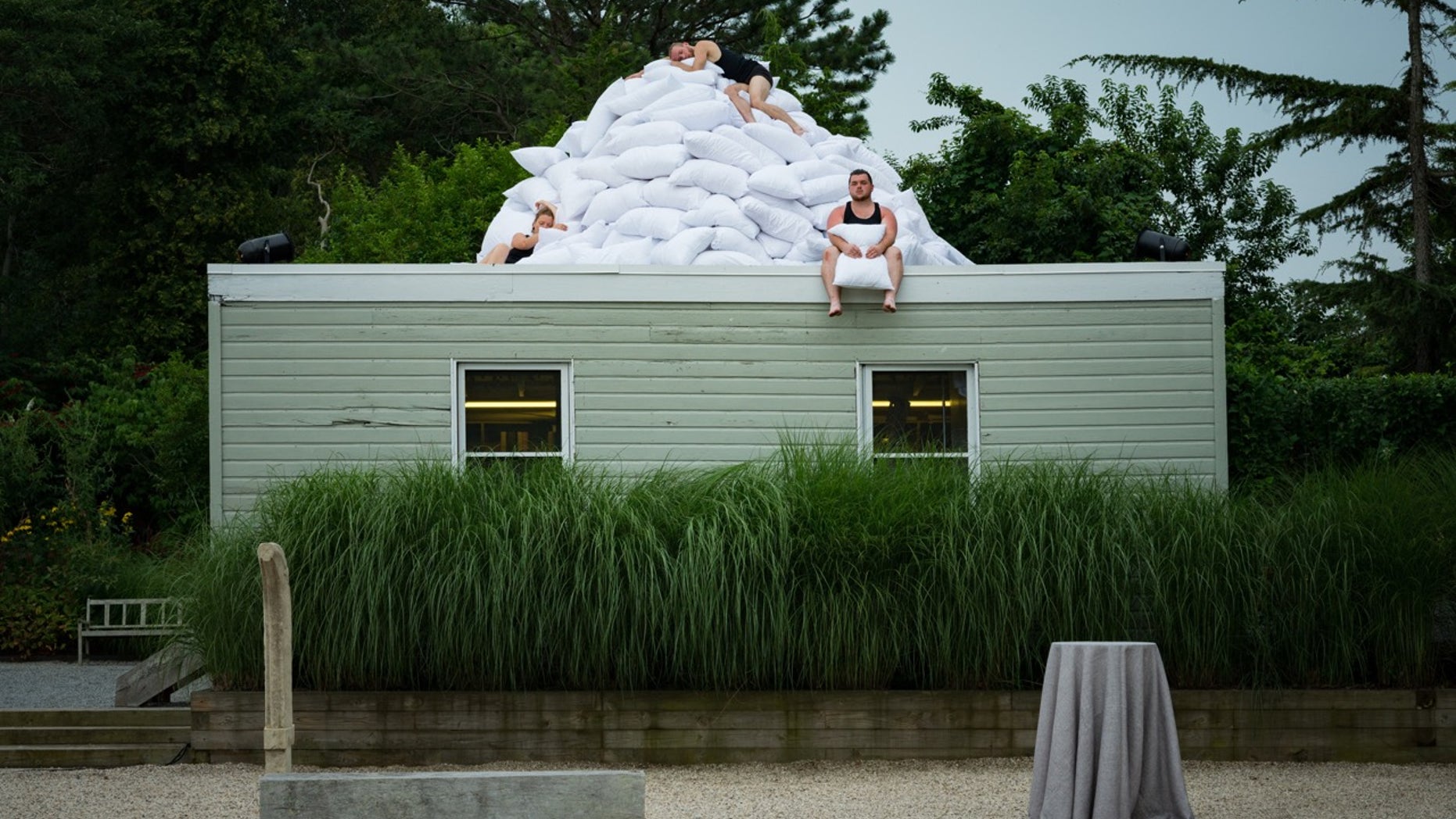 July 30, 2016: From the 23rd Annual Watermill Center Summer Benefit & Auction: BRIAN O’MAHONEY cats sleep anywhere