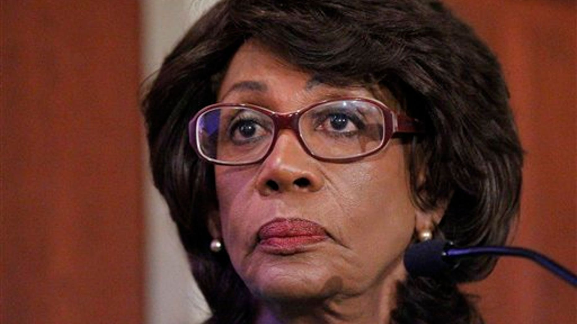 Rep. Maxine Waters, D-Calif., during her news conference on Capitol Hill in Washington, Friday, Aug. 13, 2010, to discuss the House ethics committee investigation. (AP Photo/Pablo Martinez Monsivais)