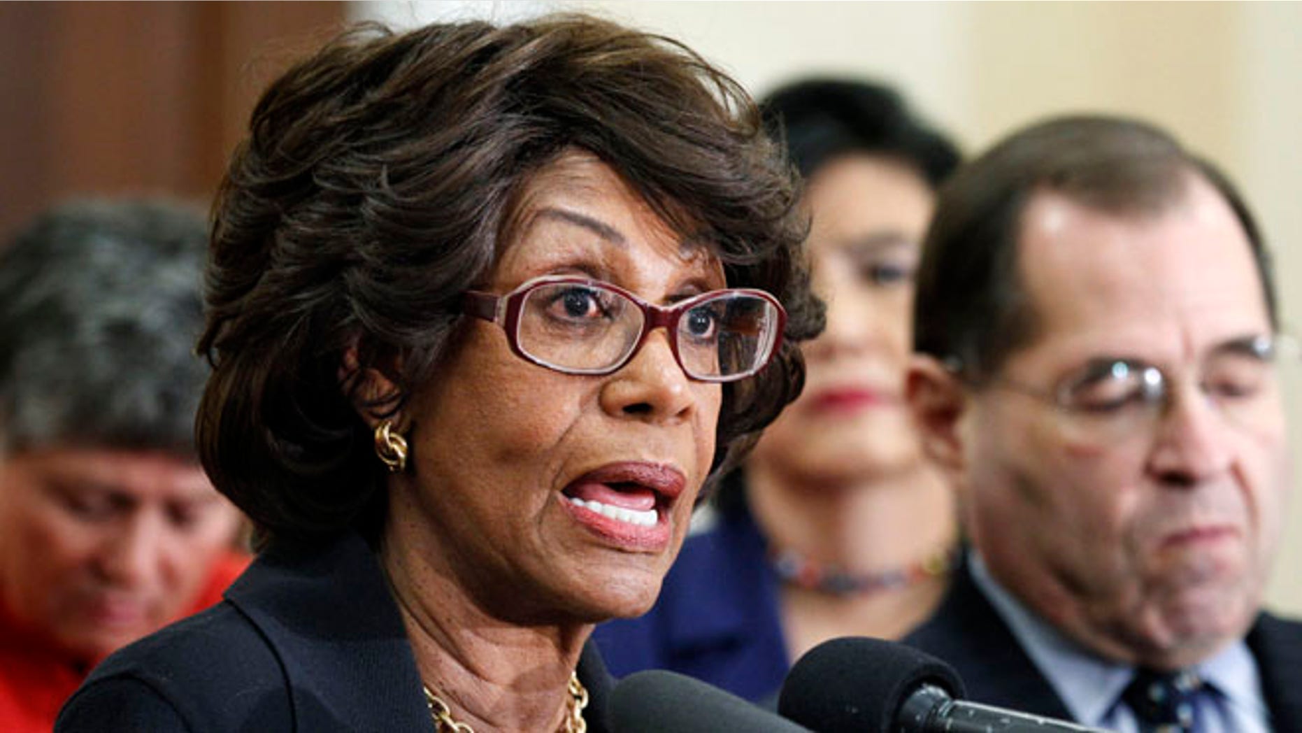 Feb. 8, 2011: Rep. Maxine Waters, D-Calif., speaks during a news conference on Capitol Hill.