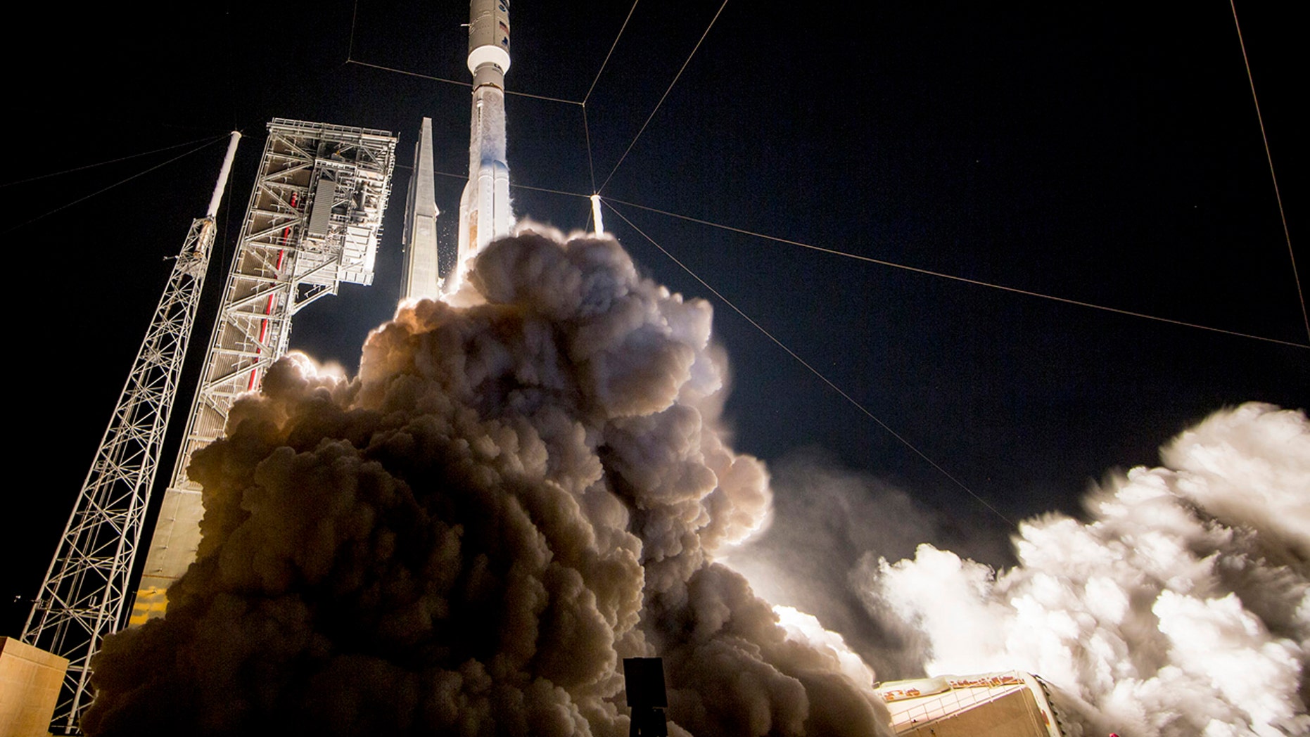This photo provided by United Launch Alliance shows a United Launch Alliance (ULA) Atlas V rocket carrying GOES-R spacecraft for NASA and NOAA lifting off from Space Launch Complex-41 at 6:42 p.m.