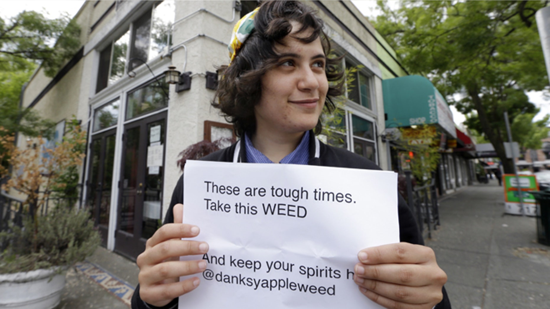 May 28, 2014: Yeni Sleidi, known as the "weed fairy," poses for a photo in Seattle's Capitol Hill neighborhood.