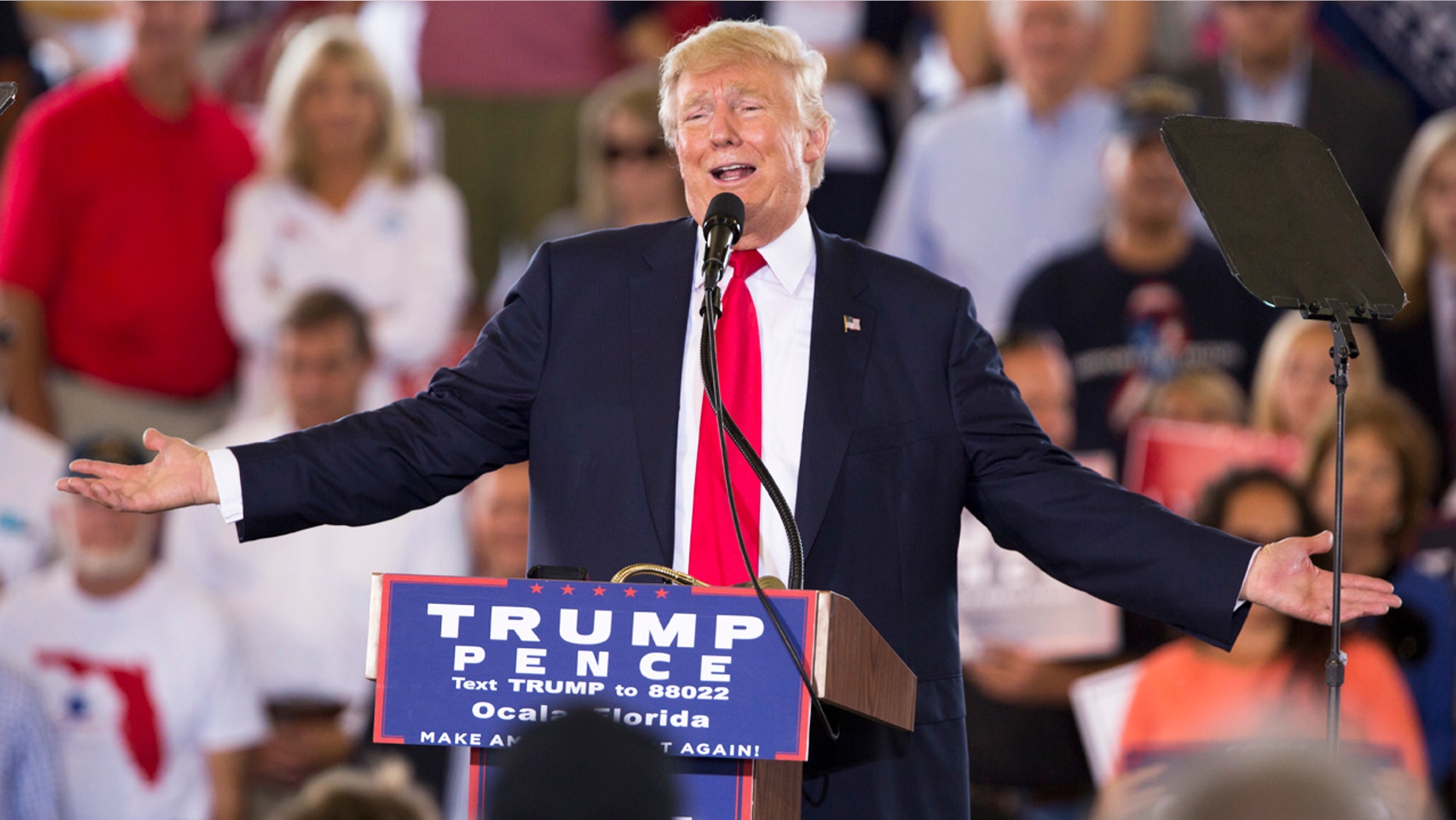 Republican presidential candidate Donald Trump speaks during a campaign rally, Wednesday, Oct. 12, 2016, in Ocala, Fla. (AP Photo/ Evan Vucci)