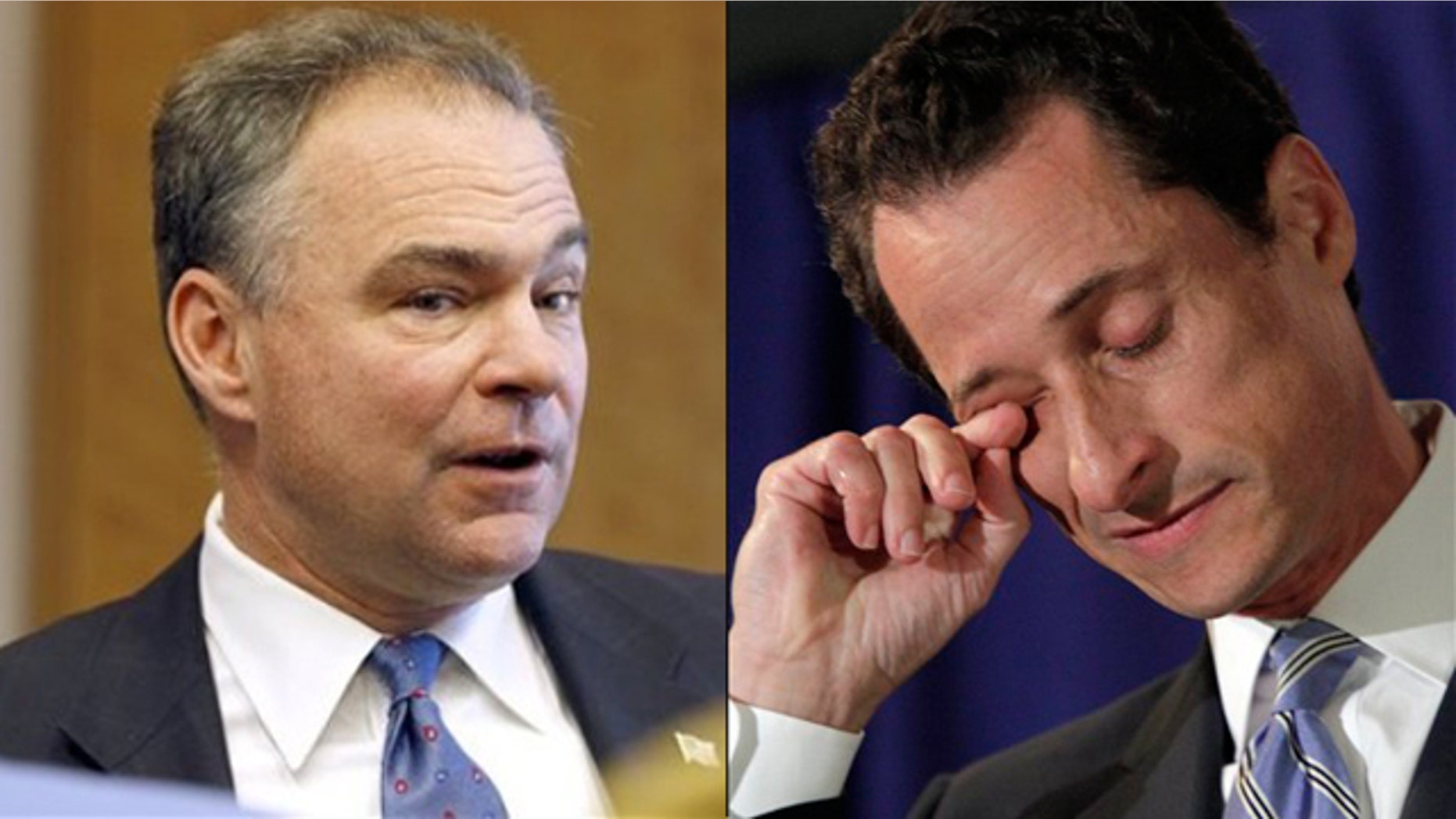 Shown here are former Democratic Party chief Tim Kaine, left, and Rep. Anthony Weiner.