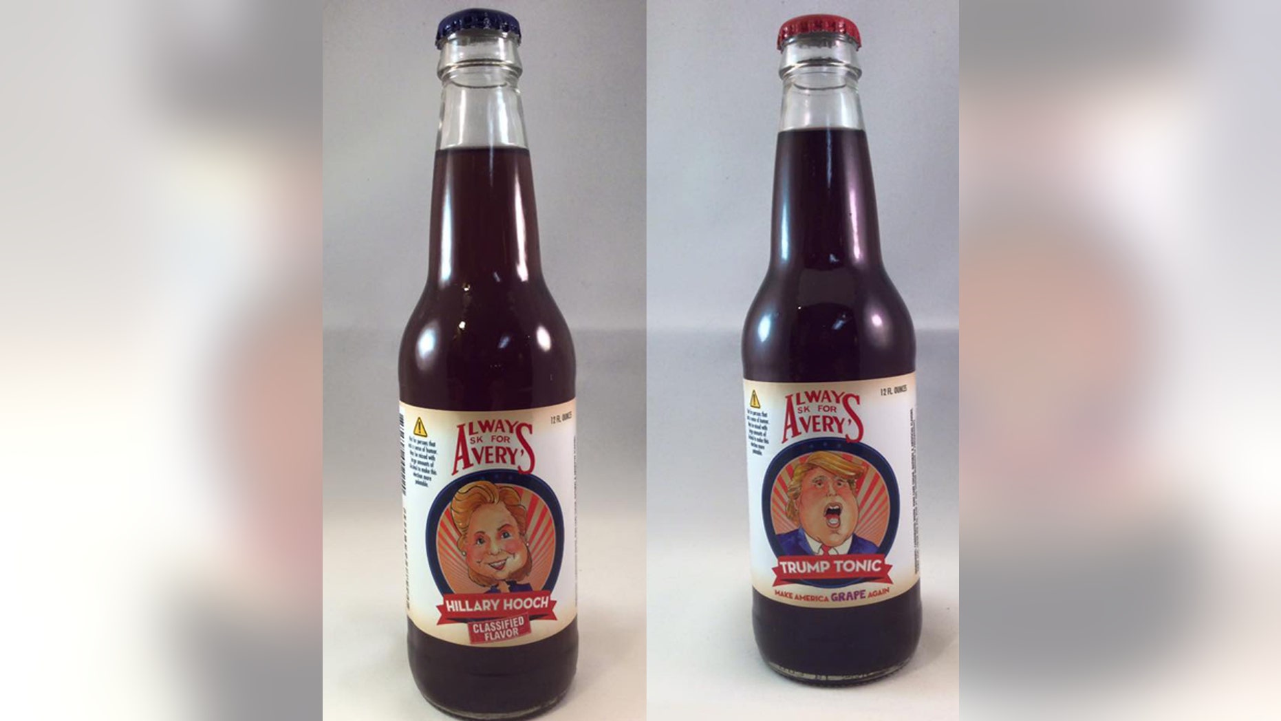 Hillary Hooch is a raspberry, lemon soda while Trump Tonic is a super sour grape.