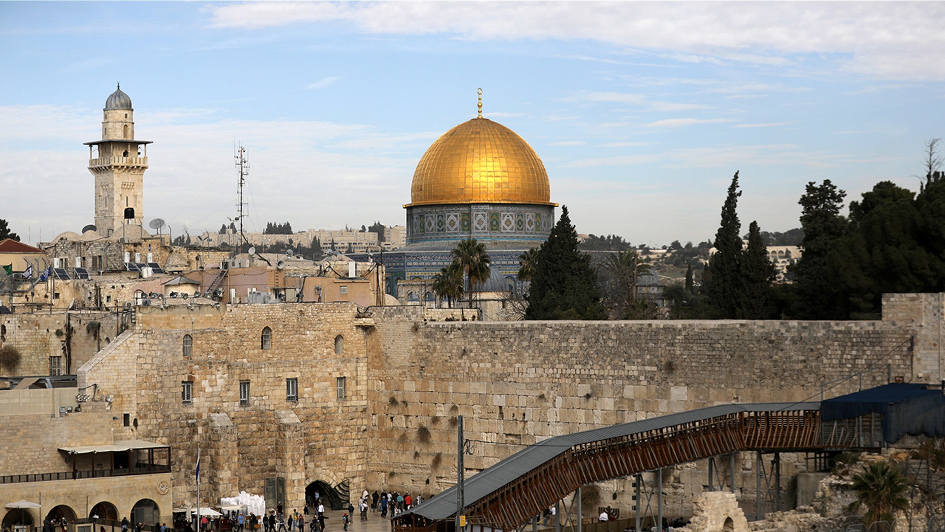 General view of Jerusalem's Old City shows the Western Wall.