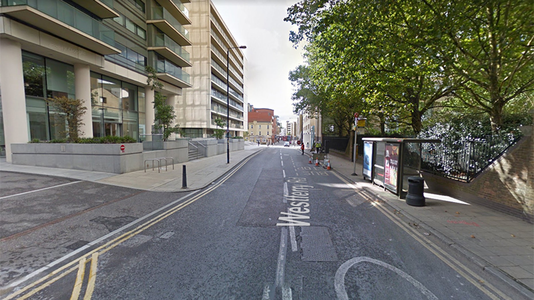 Google street view of Westferry Road in London where a woman was attacked with acid.