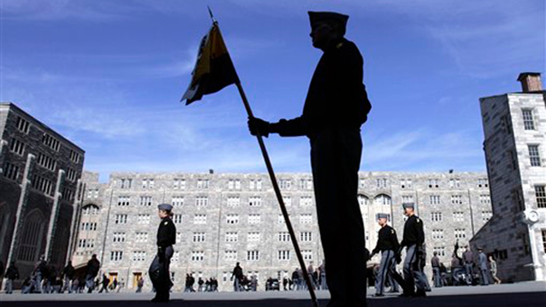 In this March 6, 2008 file photo, cadets prepare to line up for lunch time formation at the United States Military Academy at West Point, N.Y. West Point is being considered as an alternative to lower Manhattan for the Sept. 11 terrorist trial. (AP)