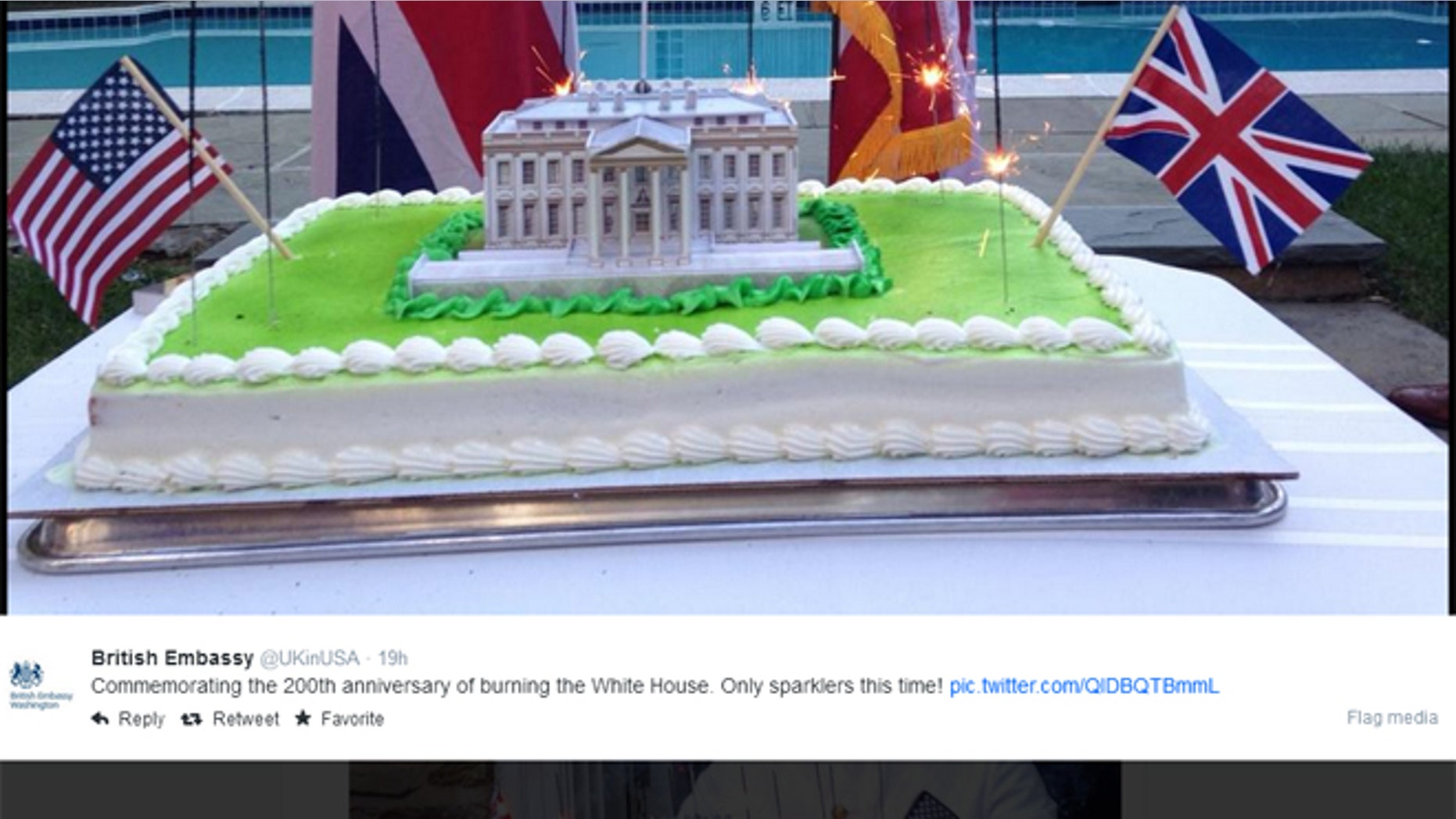The British Embassy apologized for tweeting the image above.