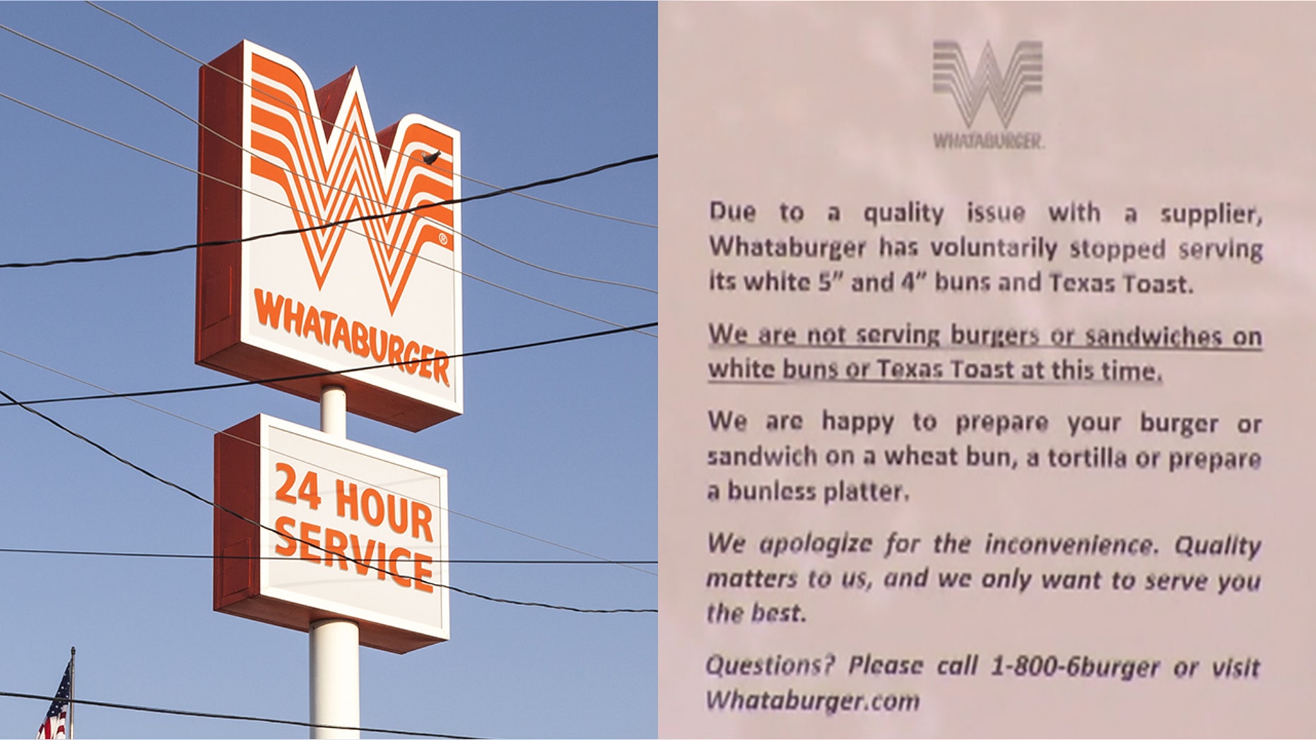 Whataburger and Raising Cane's fell victim to the same problem as In-N-Out, although the two restaurant chains did remain open.
