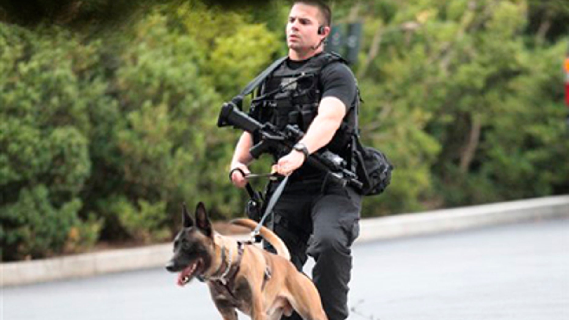Aug. 2: A Secret Service officer patrols the grounds of the White House after a man jumped the fence along the North Lawn, in Washington.