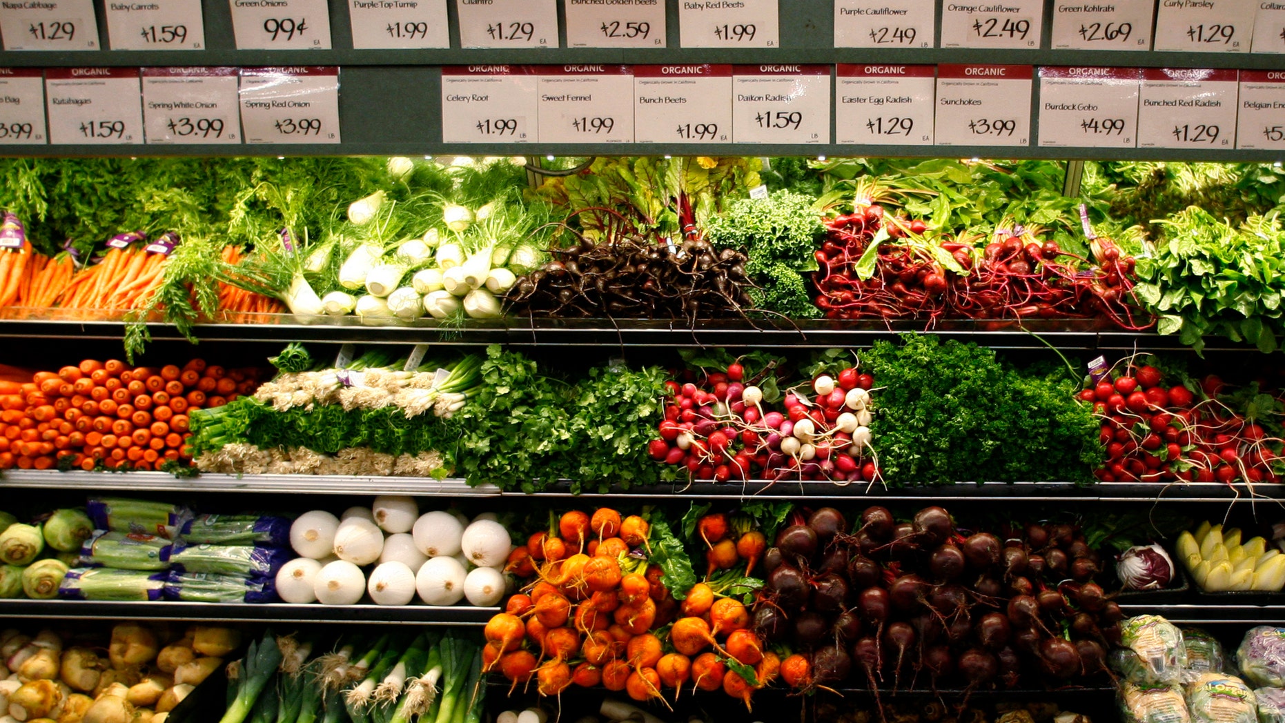 Organic vegetables are shown at a Whole Foods Market in LaJolla, California. (REUTERS/Mike Blake/Files)