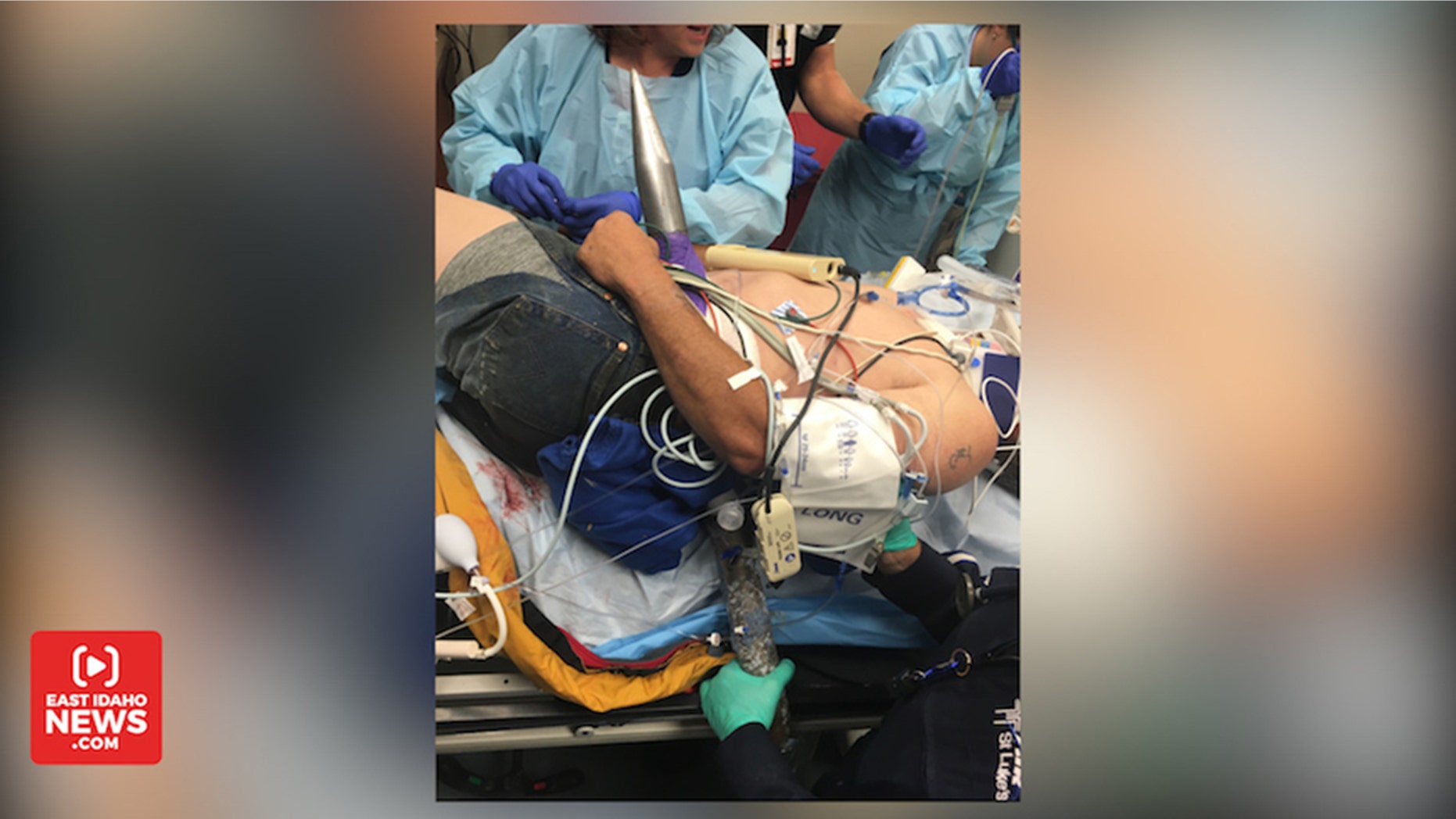 Firth, 43, was building a fence and felt something hit him, but didn't know the extent of the injury and didn't feel any pain.