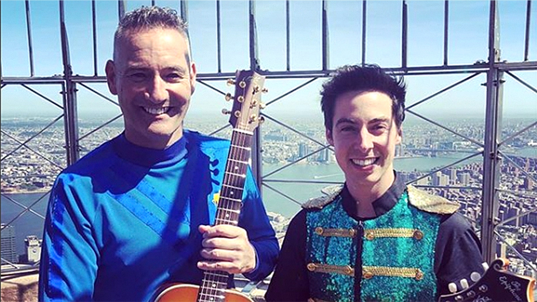 Anthony Field (left), founding member of The Wiggles, injured himself after colliding with a revolving door.