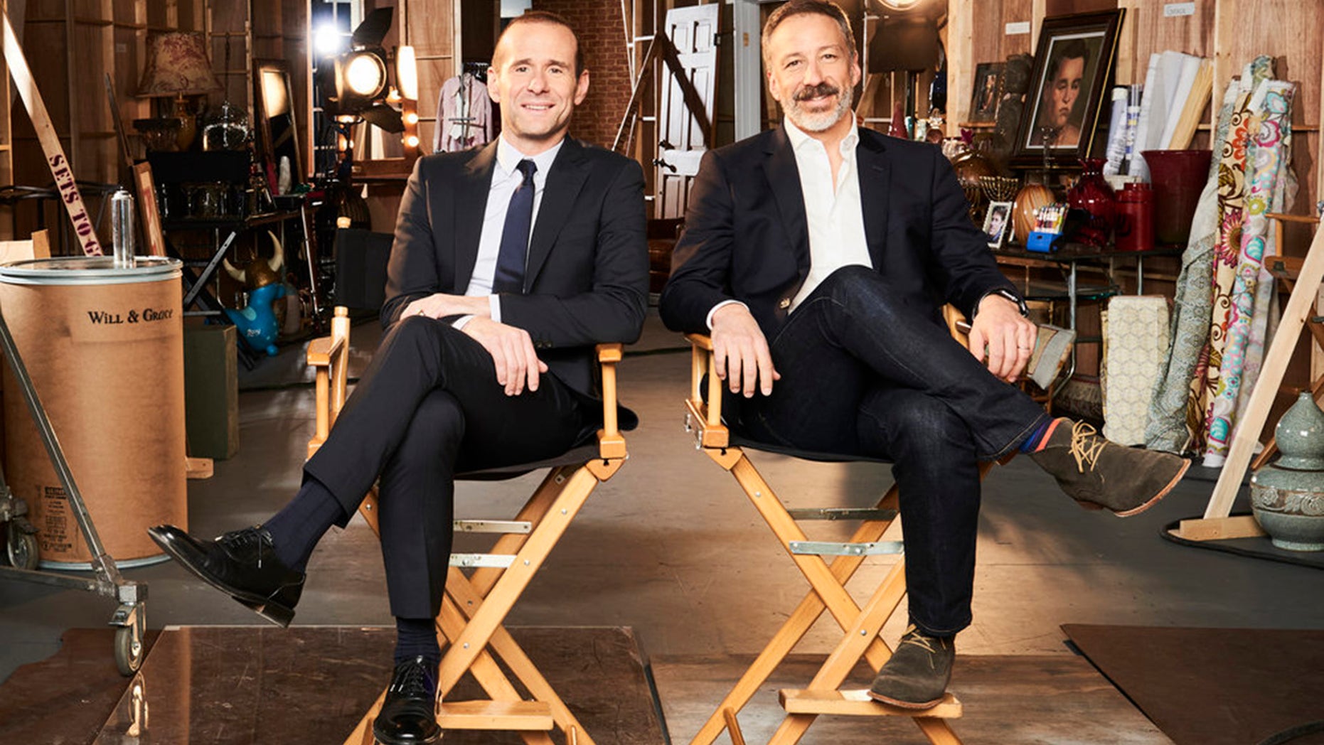 'Will & Grace' co-creators Mac Mutchnick and David Kohan pose for a photo.