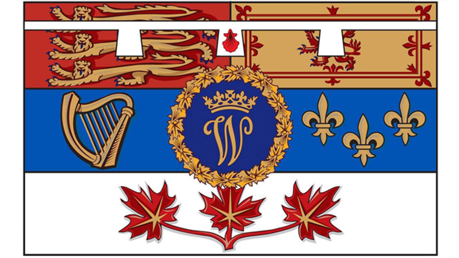 This artist's rendering provided by the Canadian government shows the design of the personal flag to be used by Prince William, the Duke of Cambridge, while he is on his visit to Canada.