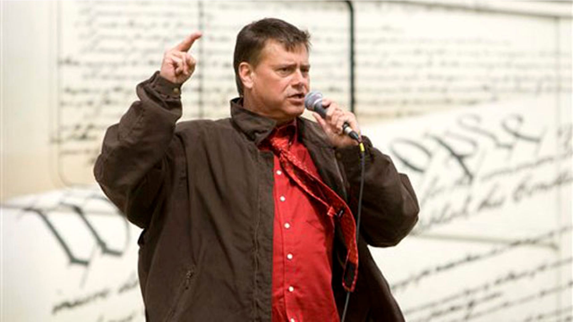 In this March 30 file photo, Tea Party Express leader Mark Williams addresses the crowd during a stop at the Utah State Capitol in Salt Lake City. (AP Photo)
