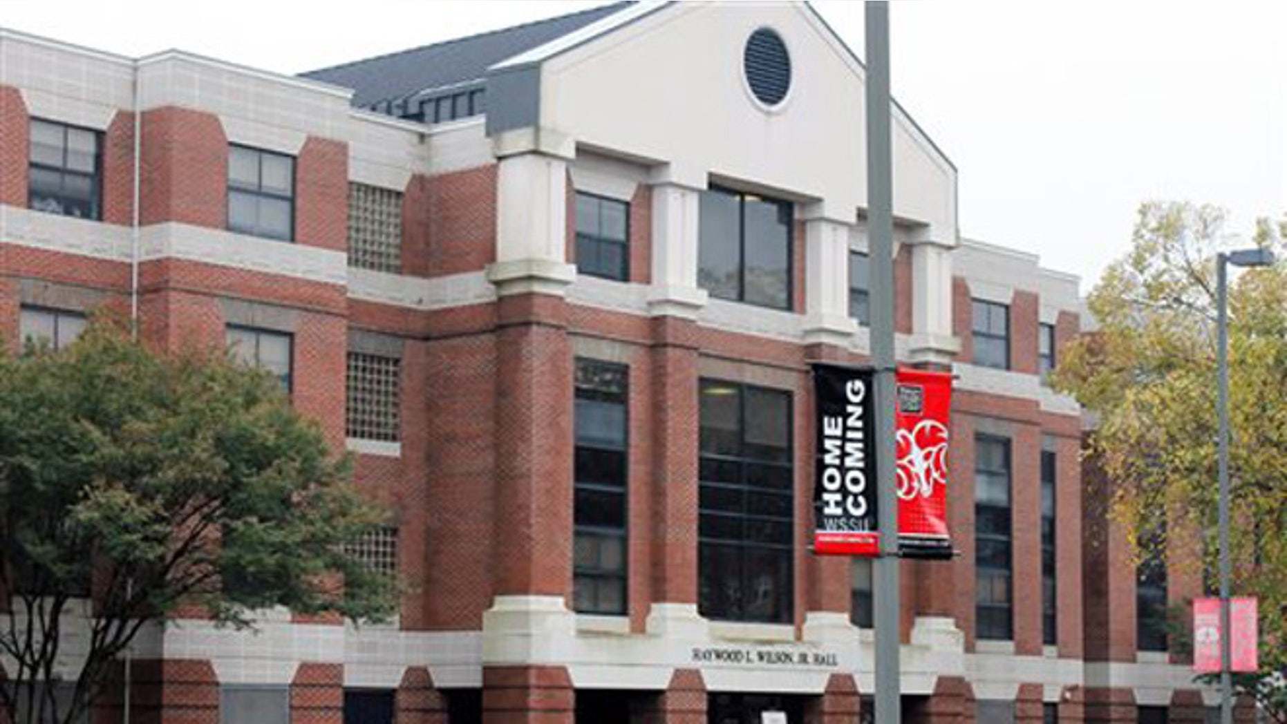 Nov. 1, 2015: This photo shows a hall on the campus of Winston-Salem State University after a fatal shooting in Winston-Salem, N.C. Gunfire erupted Sunday near dormitories on the campus.