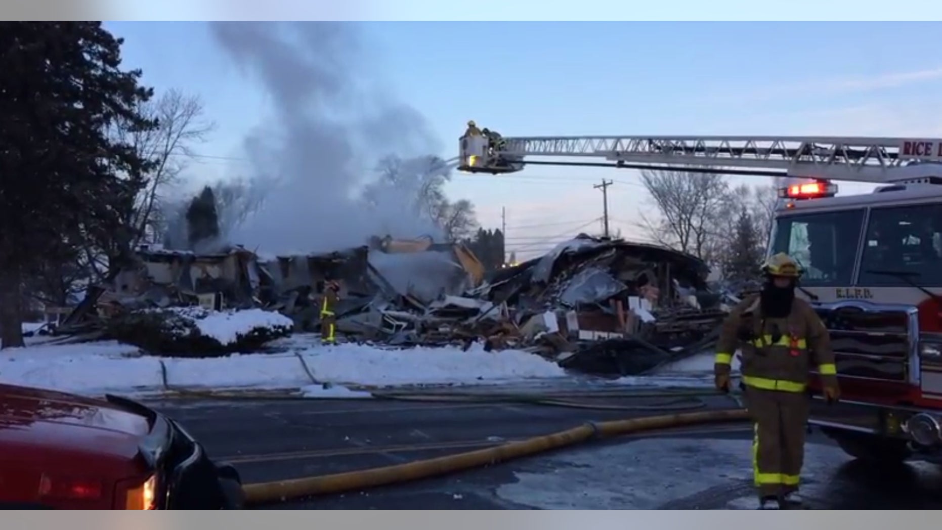 The explosion leveled the apartment building in northwestern Wisconsin.