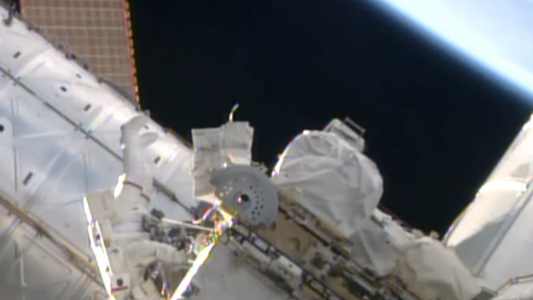 NASA astronaut Reid Wiseman works outside the International Space Station on Oct. 7, 2014.