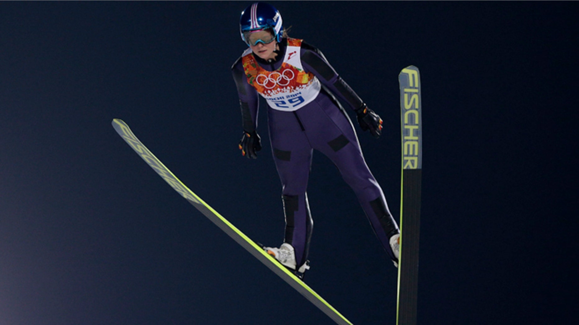 Feb. 11, 2014: Germany's Carina Vogt makes her trial jump in the women's ski jumping normal hill final at the 2014 Winter Olympics in Krasnaya Polyana, Russia.
