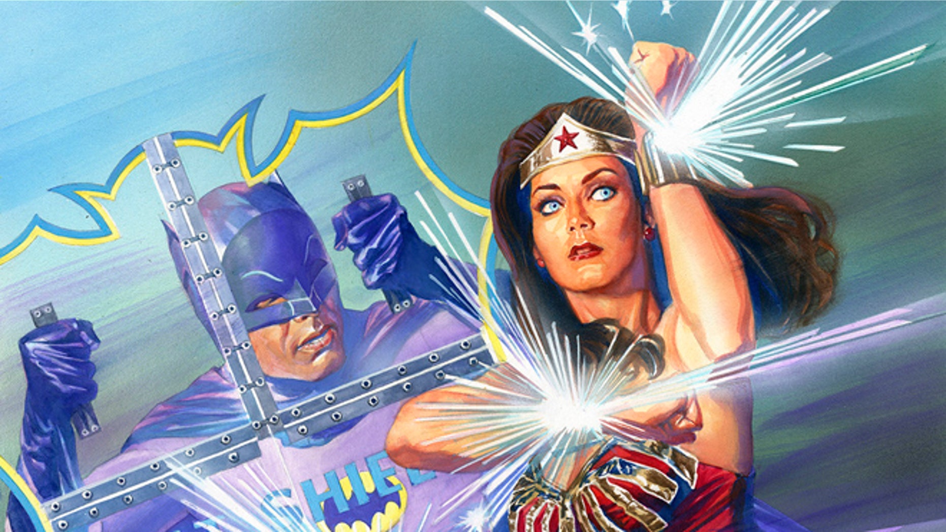 This image provided by DC Entertainment shows Batman and Wonder Woman. The colorful 1960s version of the Caped Crusader will team up with the groovy 1970s rendition of Wonder Woman in a new comic book series.