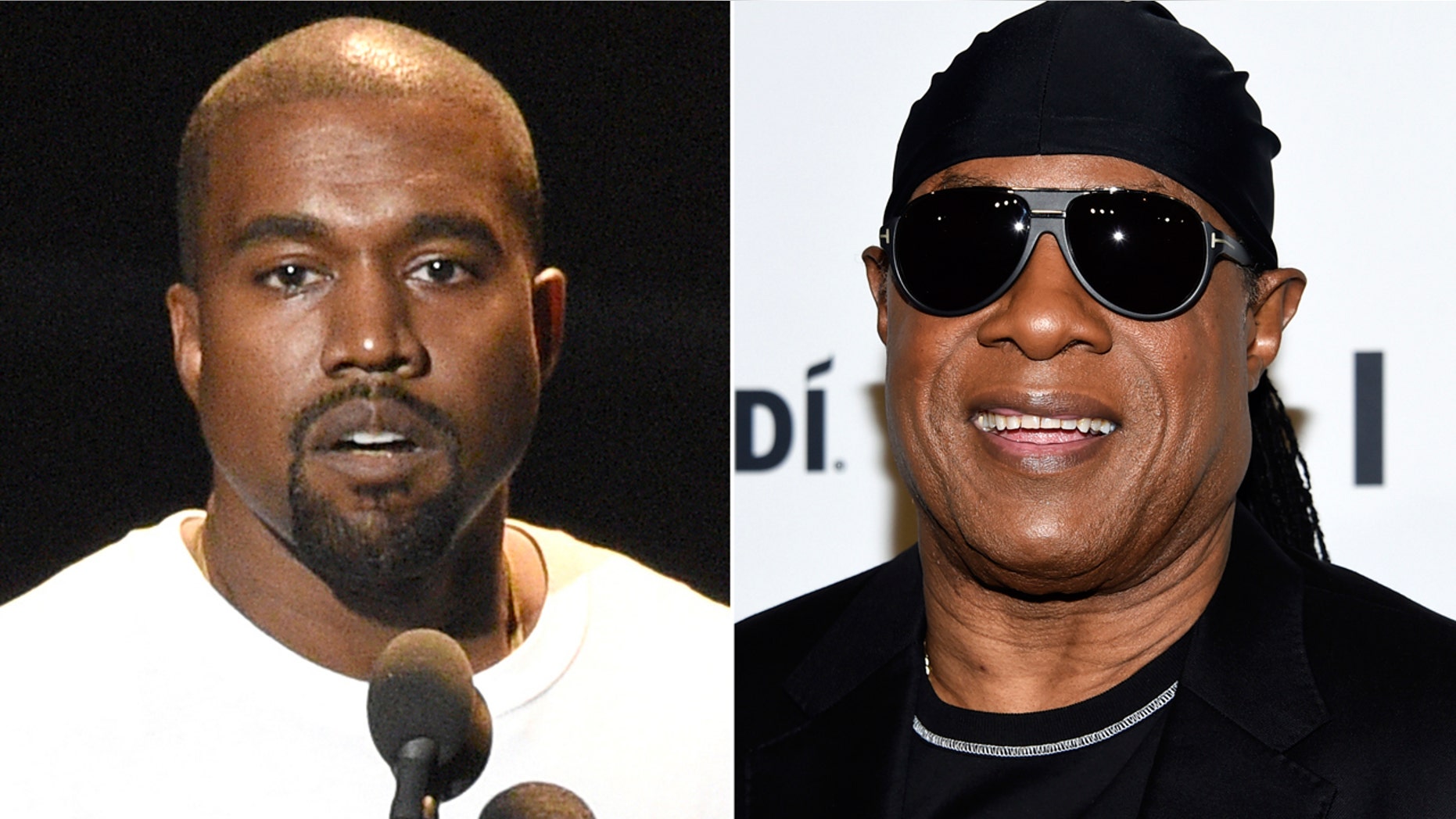 In this combination photo Kanye West speaks at the MTV Video Music Awards in New York on Aug. 28, 2016, left, and Stevie Wonder attends the TIDAL X: Brooklyn 3rd Annual Benefit Concert in New York on Oct. 17, 2017. Wonder has called out West for saying slavery is a ââ¬Åchoice,ââ¬Â calling the idea ââ¬Åfoolishnessââ¬Â likening it to Holocaust denial. Wonder brought up West without prompting during an interview Thursday, May 10, 2018, after a show at a West Hollywood club. (AP Photo)