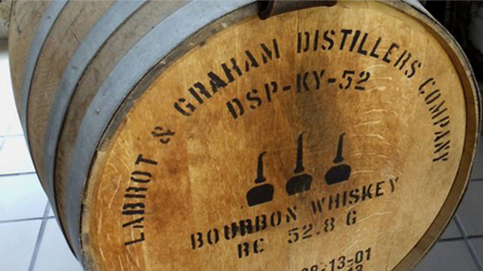 A bourbon barrel is seen at the Woodford Reserve distillery in Versailles, Ky., May 11.