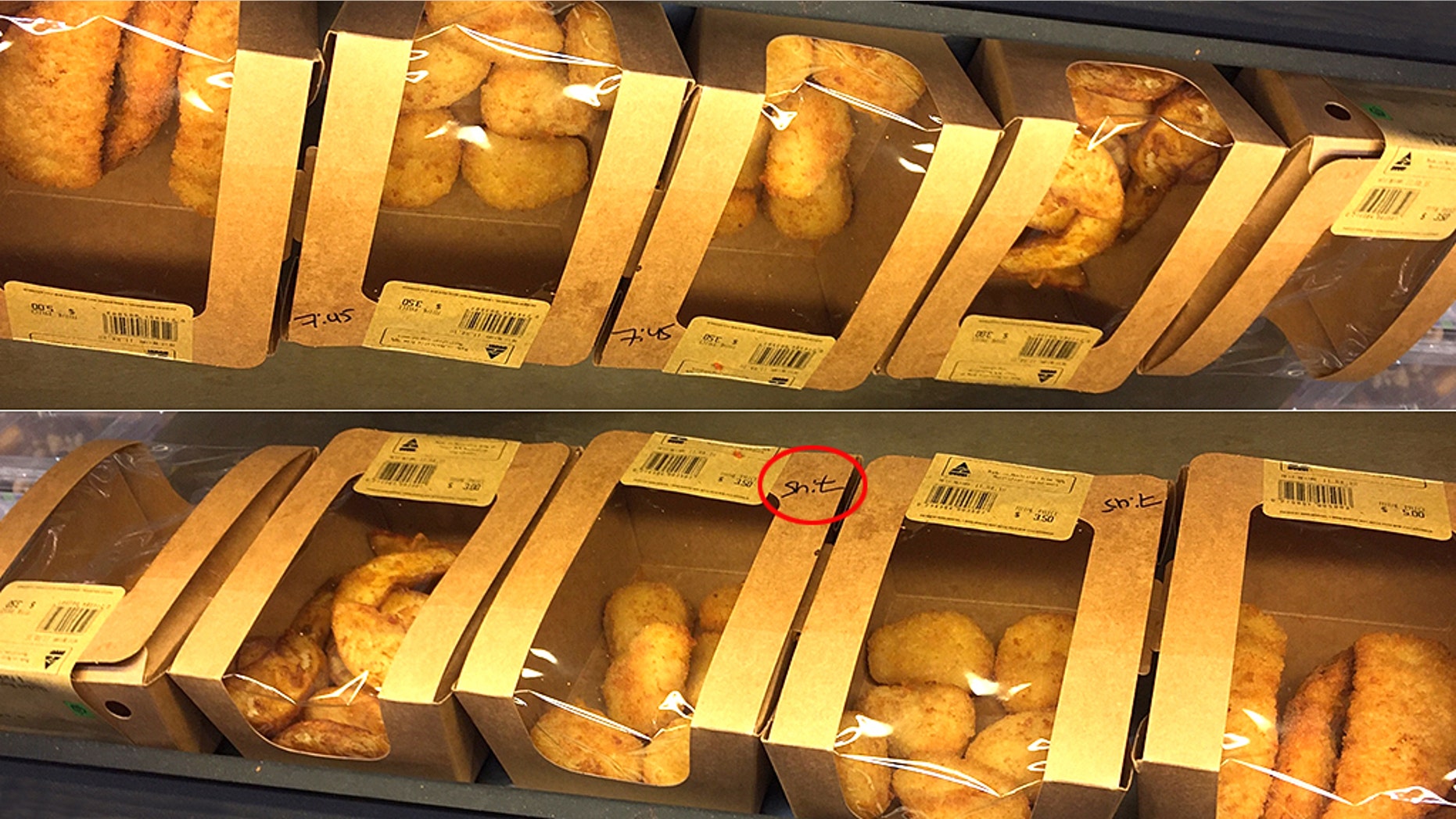The writing on some Woolworths chicken packaging was mistaken for a curse word, but turned out to be upside down numbers.