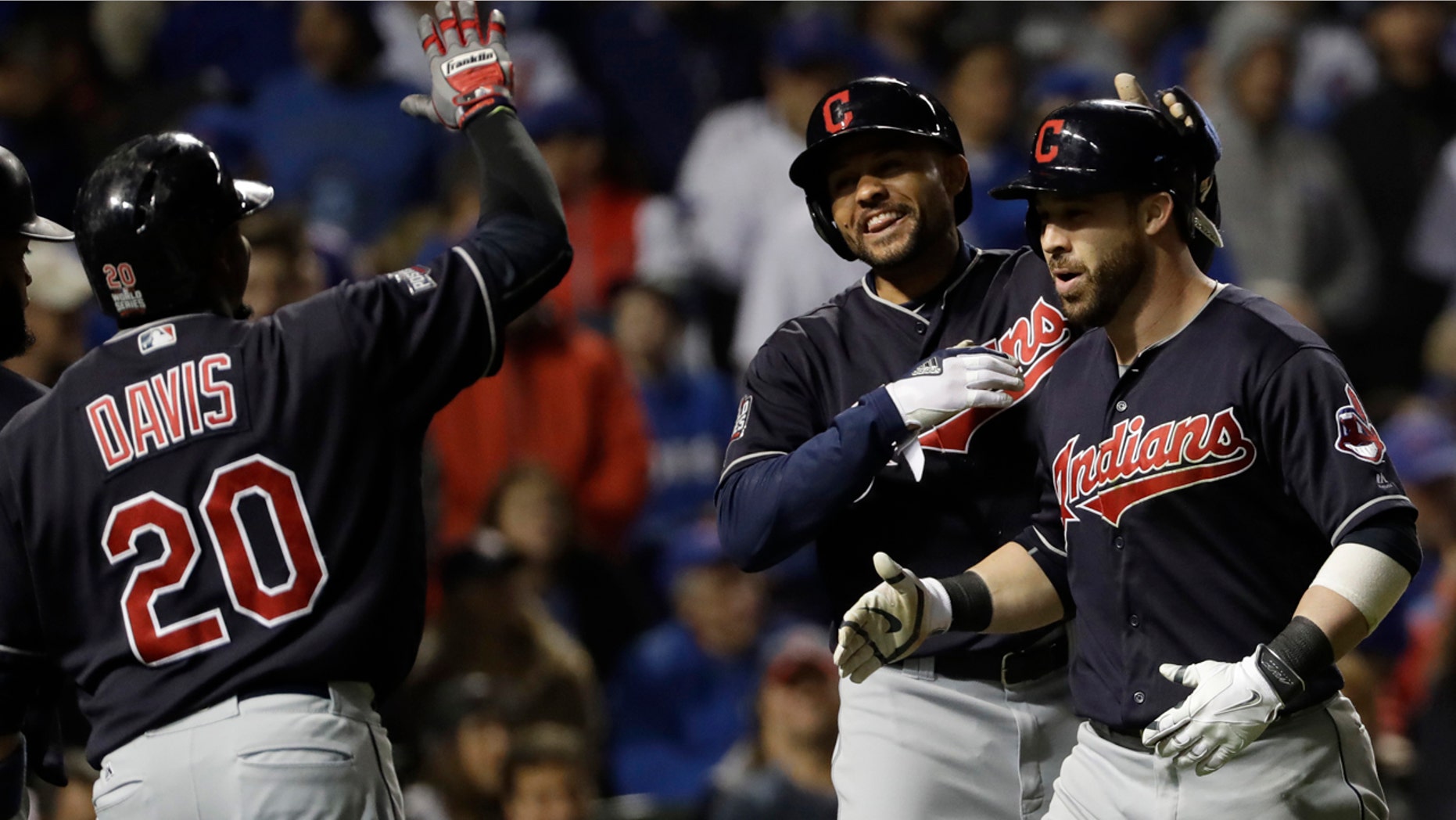 Oct. 29, 2016: Cleveland Indians' Jason Kipnis celebrates after hitting a three-run home run during the seventh inning of Game 4 of the World Series against the Chicago Cubs