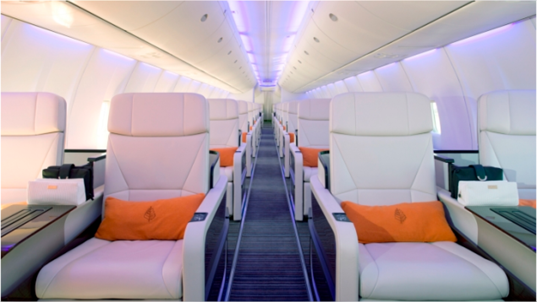 Plush seats on the new Four Seasons branded private jet.