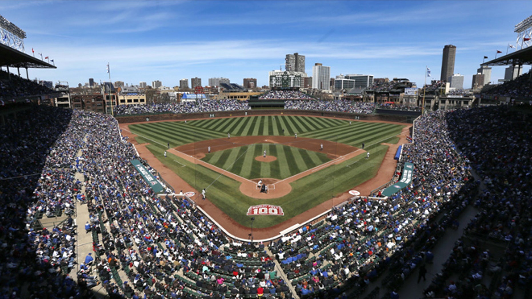 April 23, 2014: The Arizona Diamondbacks and Chicago Cubs begin a baseball game at Wrigley Field.