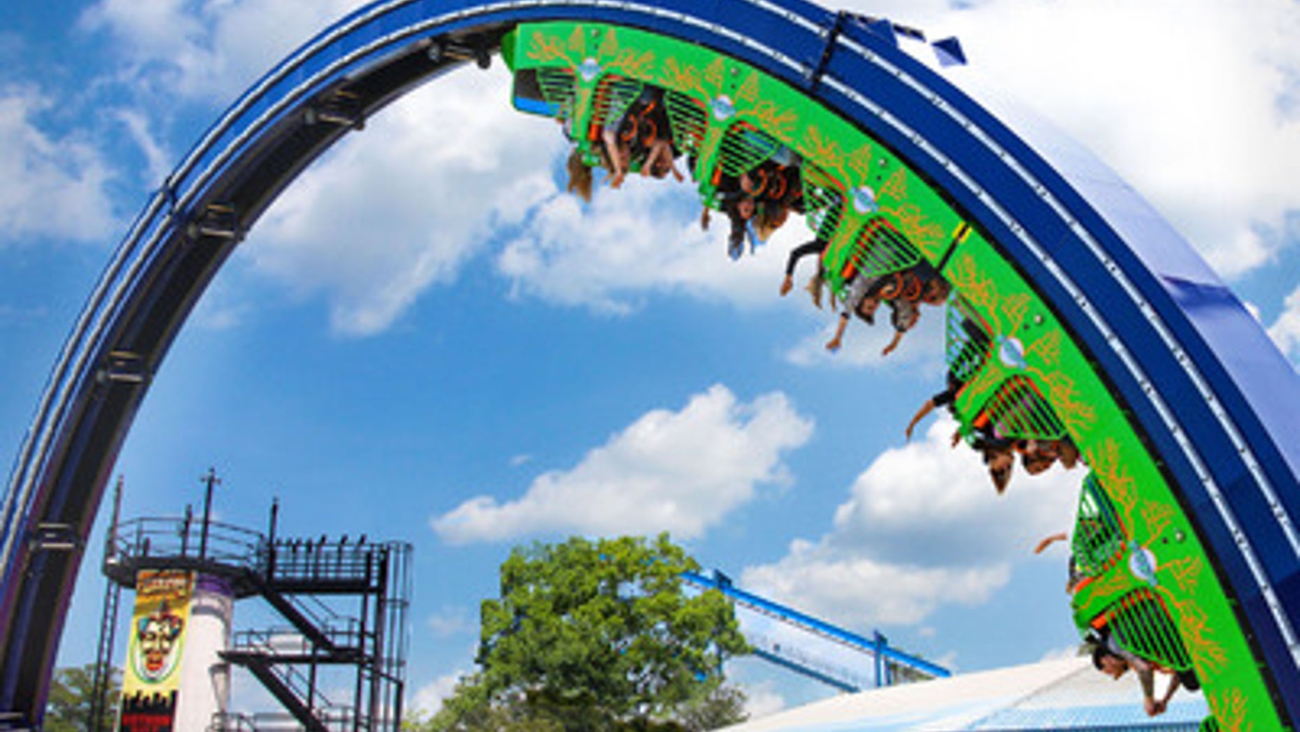 The Joker Chaos coaster, Six Flags Over Georgia.