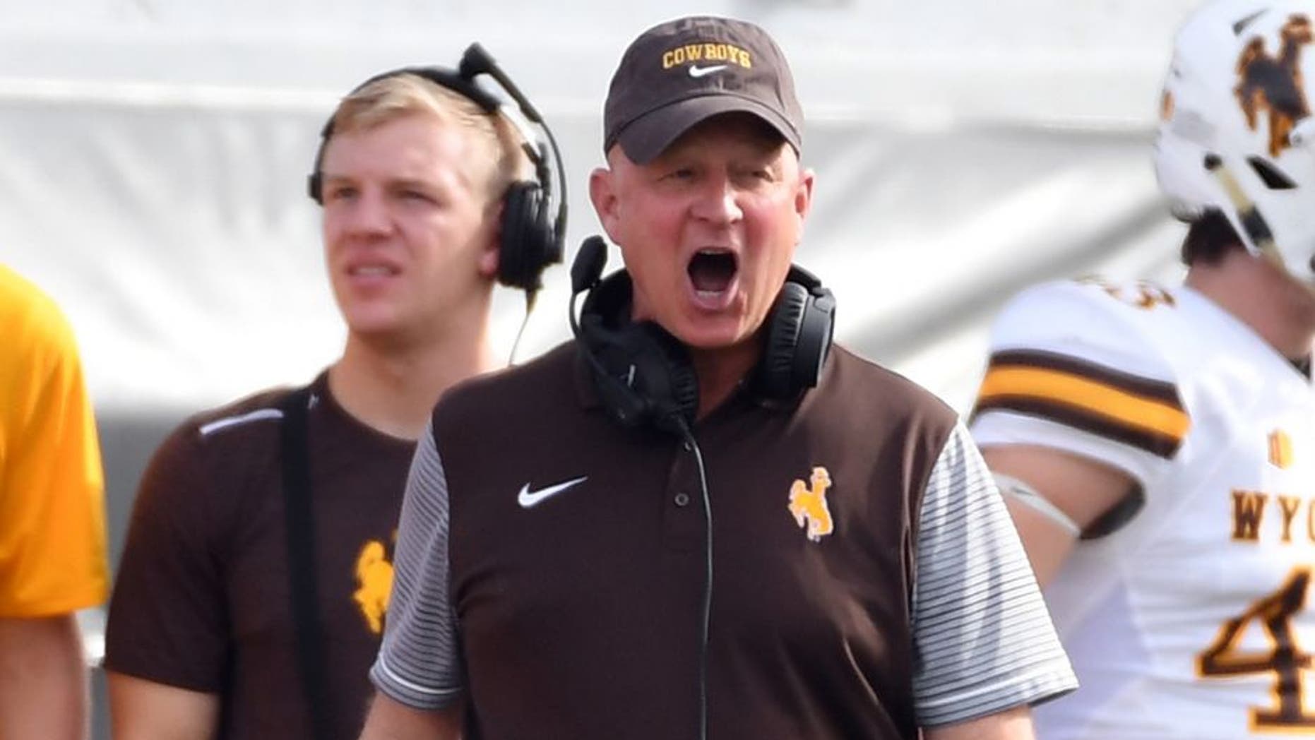 LAS VEGAS, NV - NOVEMBER 12: Head coach Craig Bohl of the Wyoming Cowboys reacts during his team's game against the UNLV Rebels at Sam Boyd Stadium on November 12, 2016 in Las Vegas, Nevada. (Photo by Ethan Miller/Getty Images)