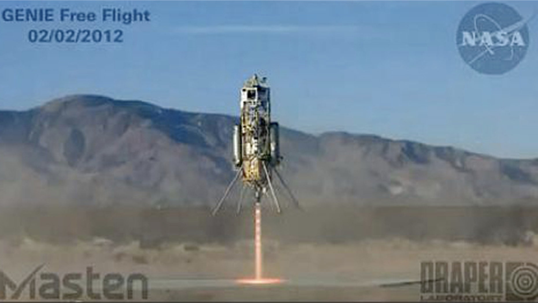 Masten Space Systems' Xombie rocket blasts off on Feb. 2, 2012, on a brief flight to demonstrate new control software.