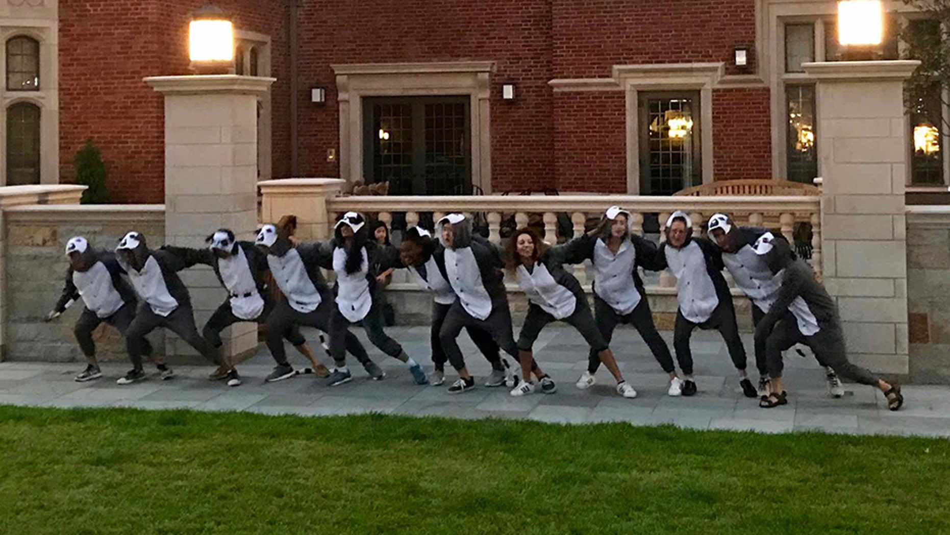 Students at Yale University’s newly-opened Pauli Murray residential college put on lemur costumes while performing a chant and dance.
