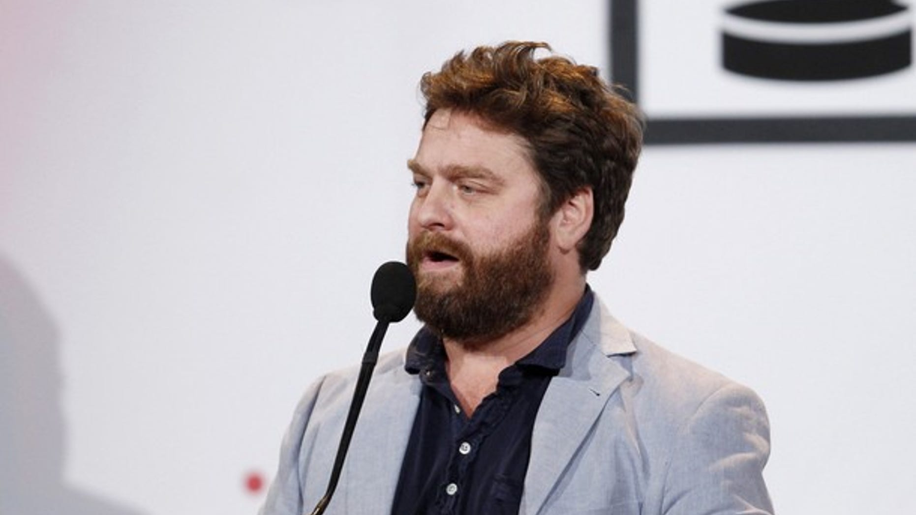 Actor Zach Galifianakis accepts an award for Best Comedy site at the Webby Awards in New York June 14, 2010.
