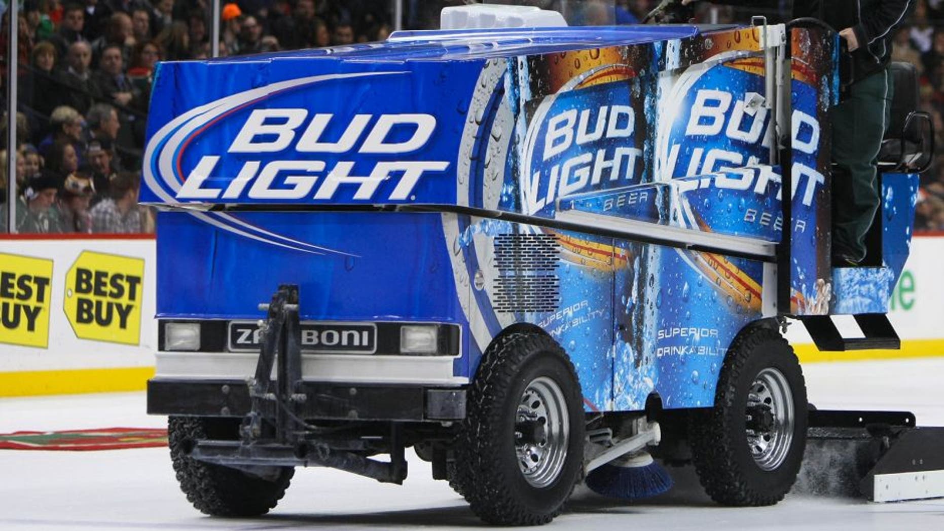 Dec 14, 2011; St. Paul, MN, USA; A zamboni clears the ice prior to the shootout between the Minnesota Wild and Chicago Blackhawks at the Xcel Energy Center. The Blackhawks defeated the Wild 4-3 in a shootout. Mandatory Credit: Brace Hemmelgarn-USA TODAY Sports